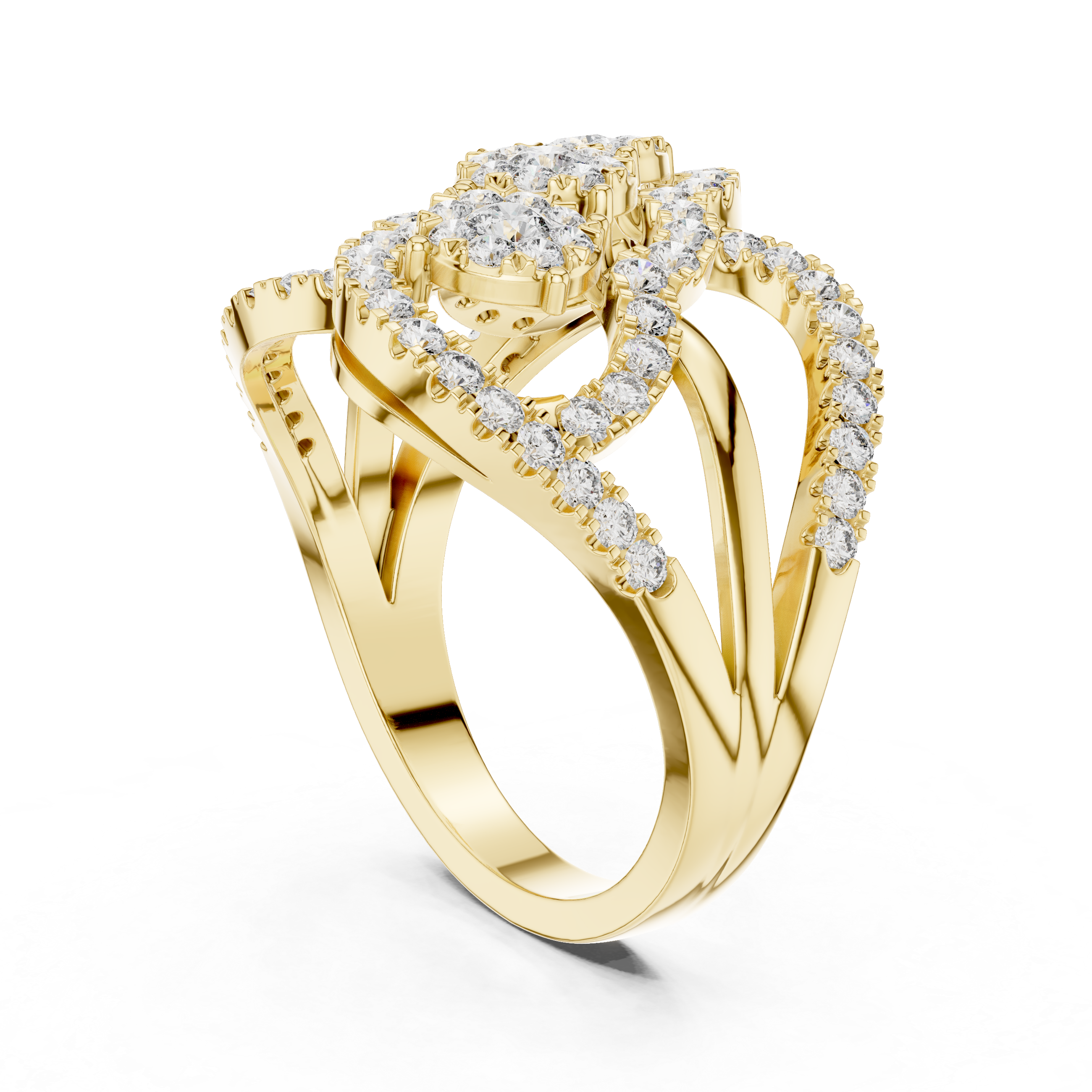 Double Infinity Floral Cluster Diamond Ring