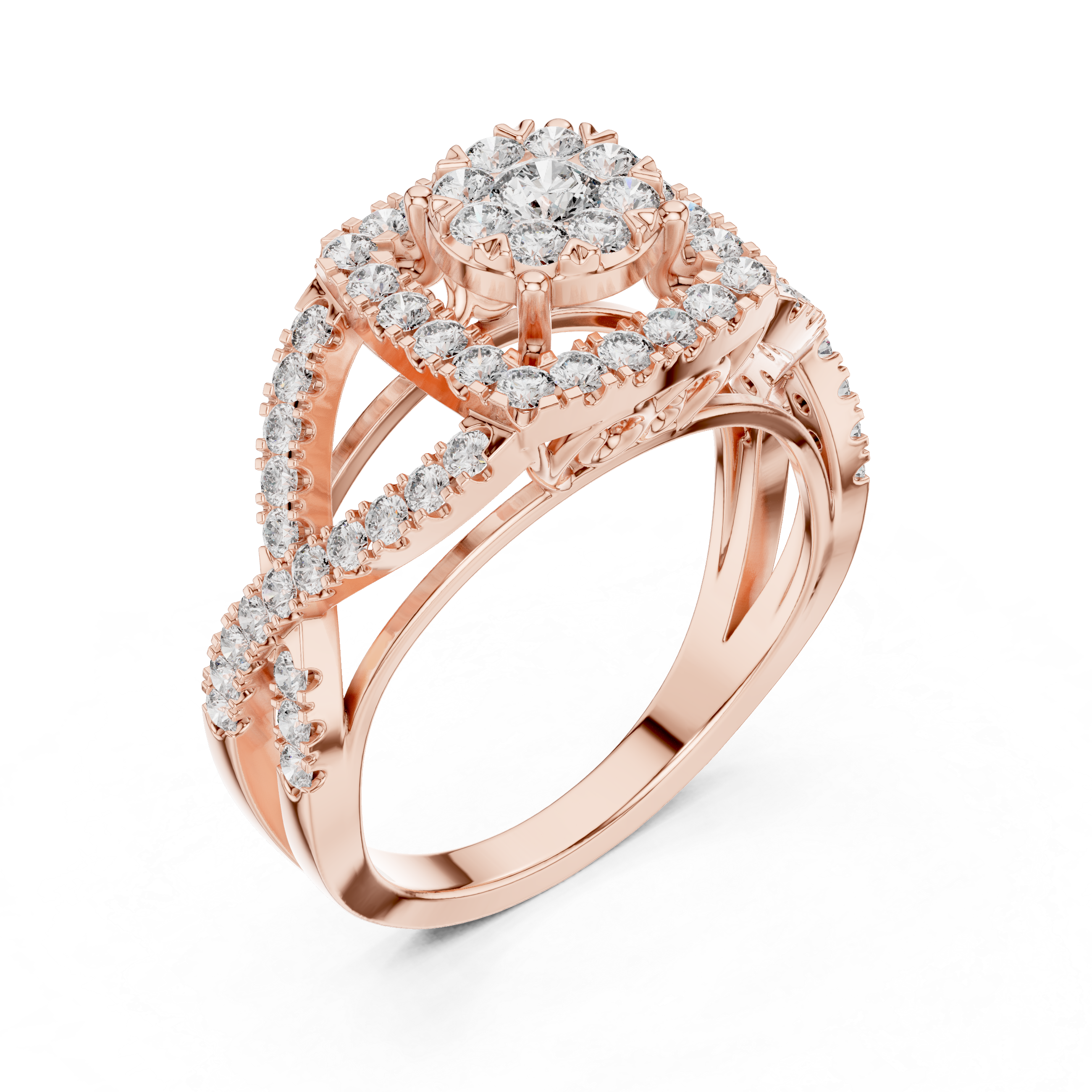 Vintage Floral Diamond Ring with Filigree Gallery