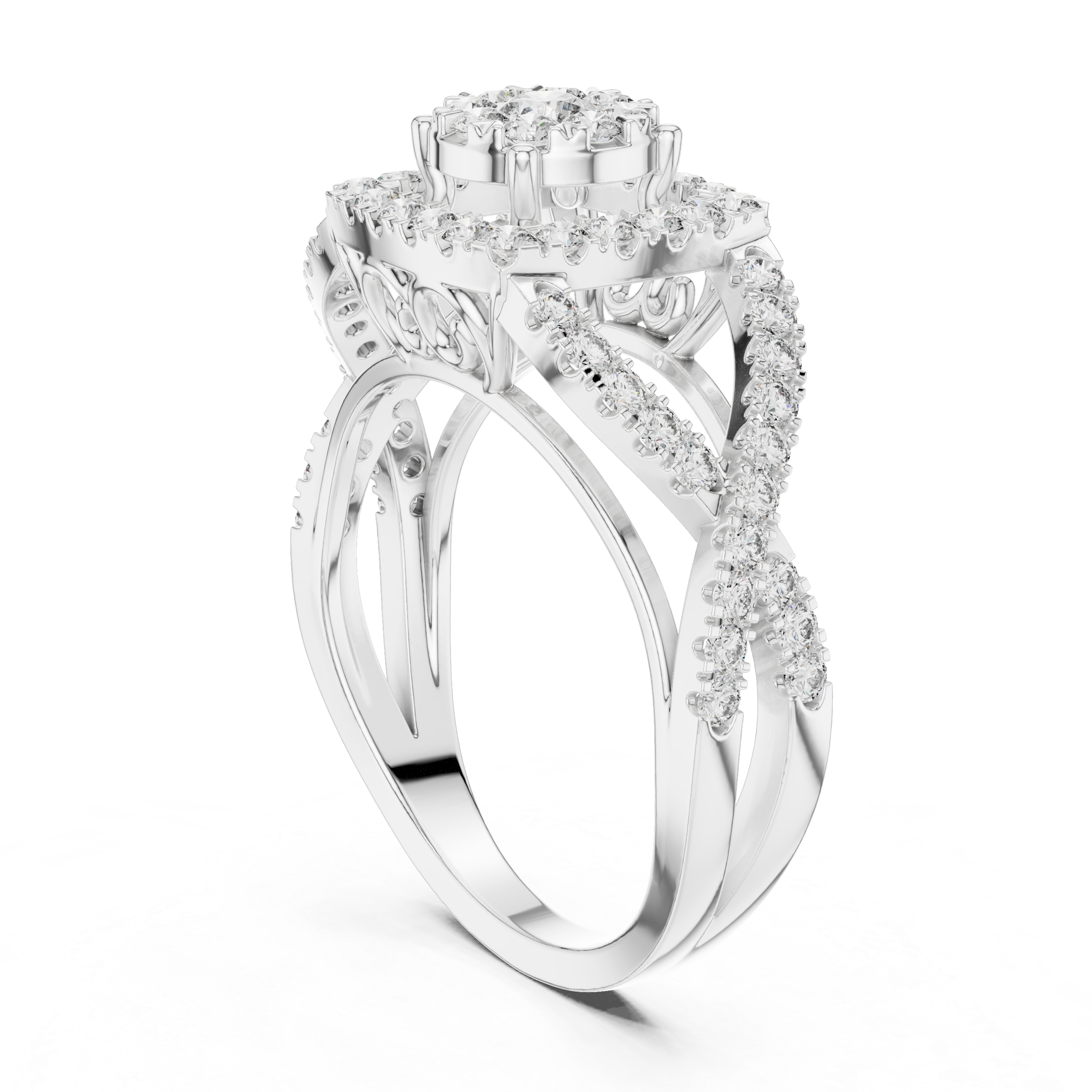 Vintage Floral Diamond Ring with Filigree Gallery