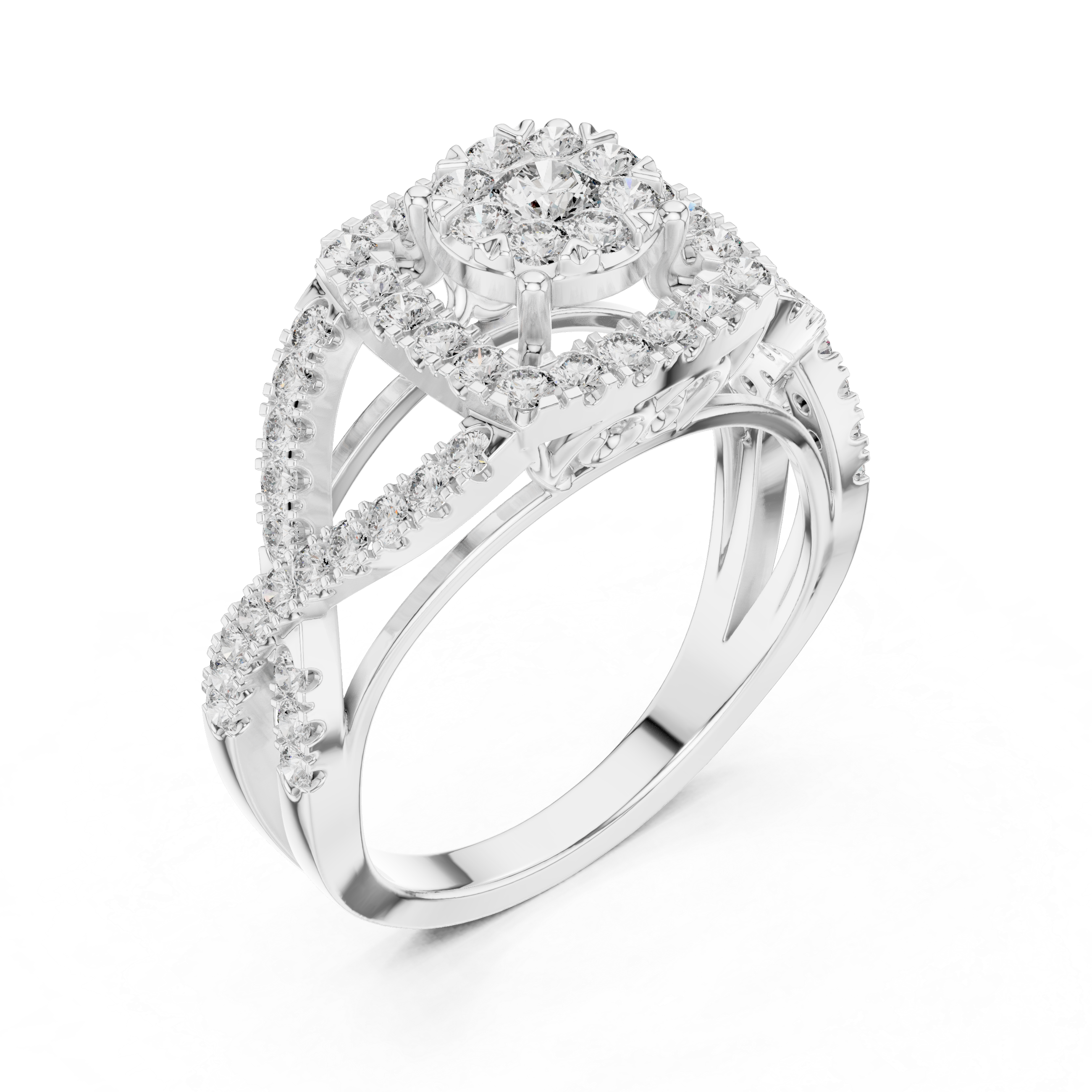 Vintage Floral Diamond Ring with Filigree Gallery