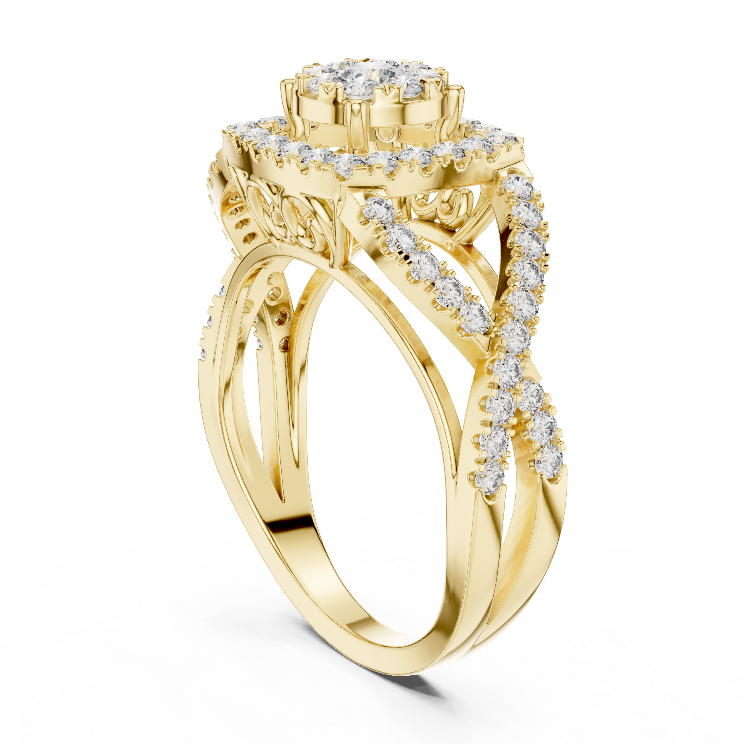 Vintage Floral Diamond Ring with Filigree Gallery