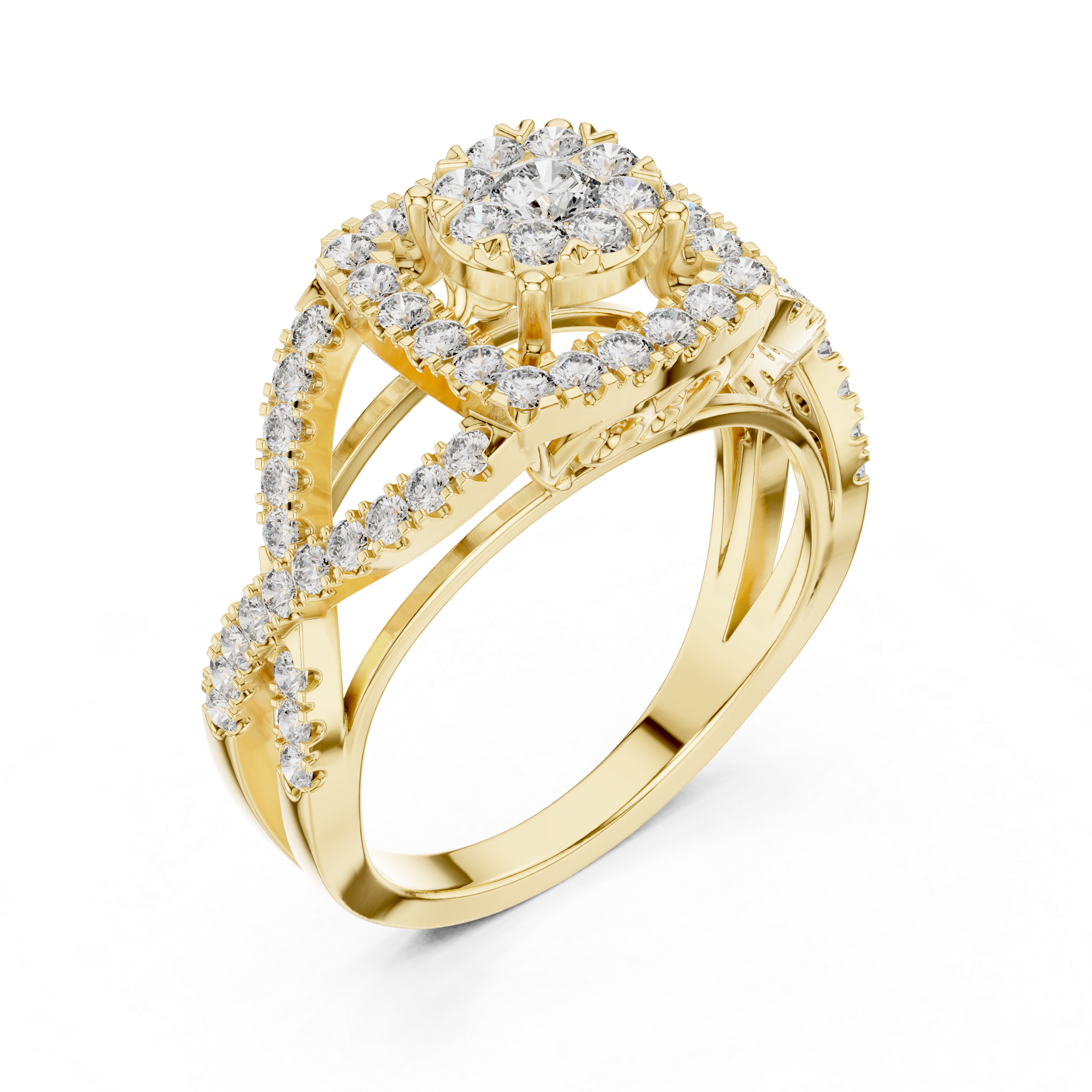 Vintage Floral Diamond Ring with Filigree Gallery