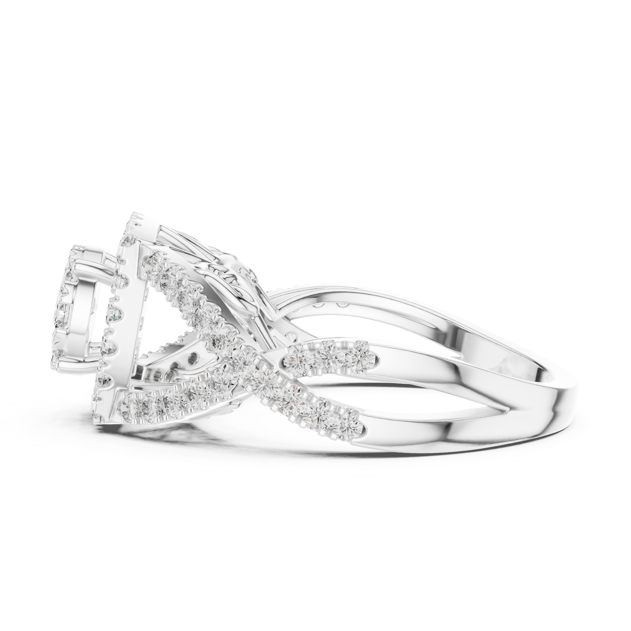 Vintage-Inspired Halo Diamond Ring with Split Shank