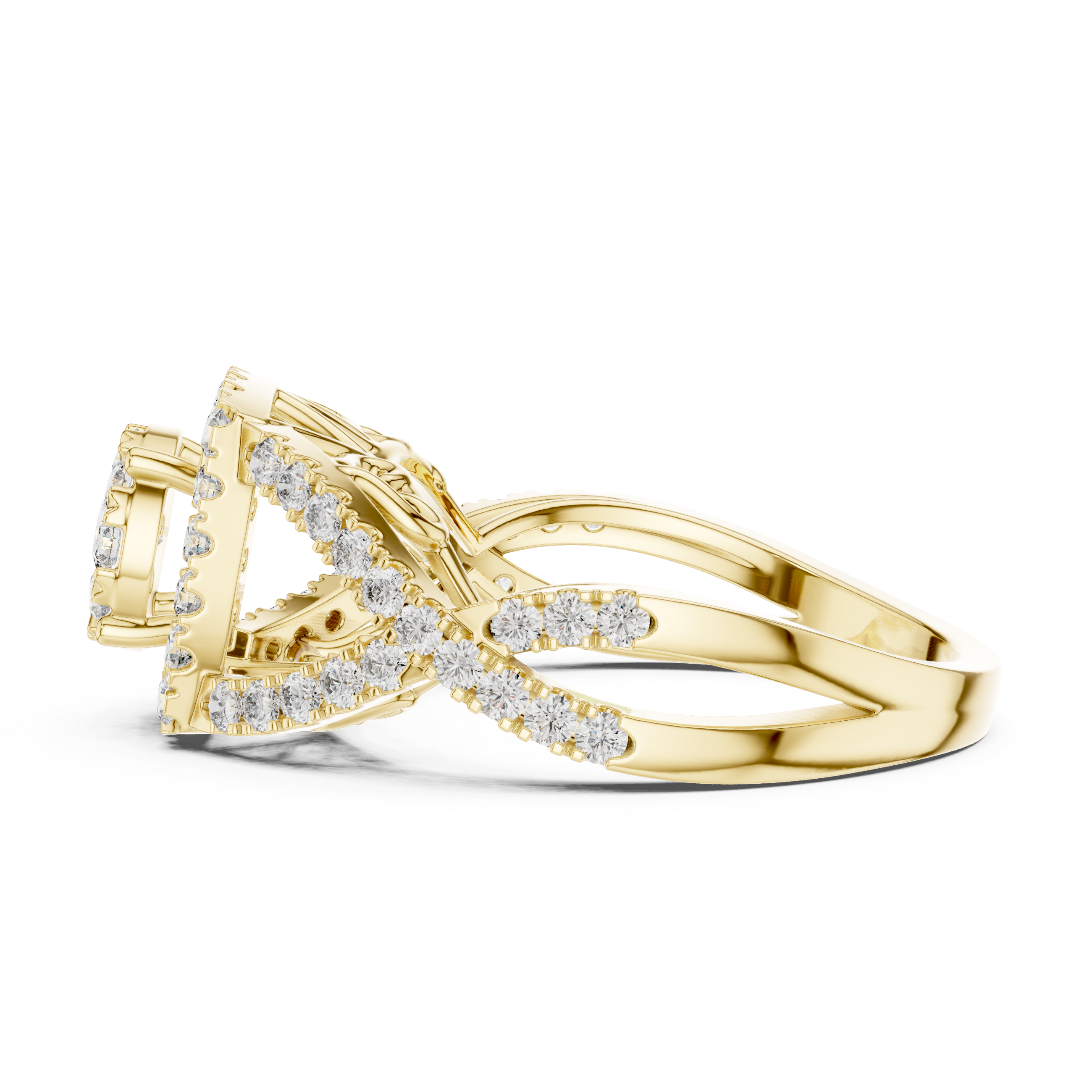 Vintage-Inspired Halo Diamond Ring with Split Shank