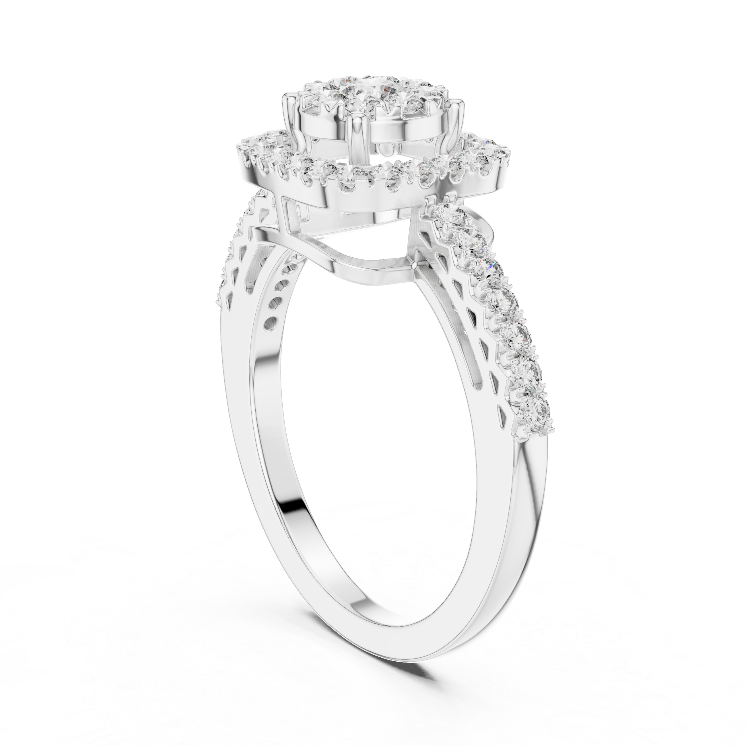 Cushion Halo Diamond Engagement Ring – Petite Pavé Bridal Ring in Yellow Gold