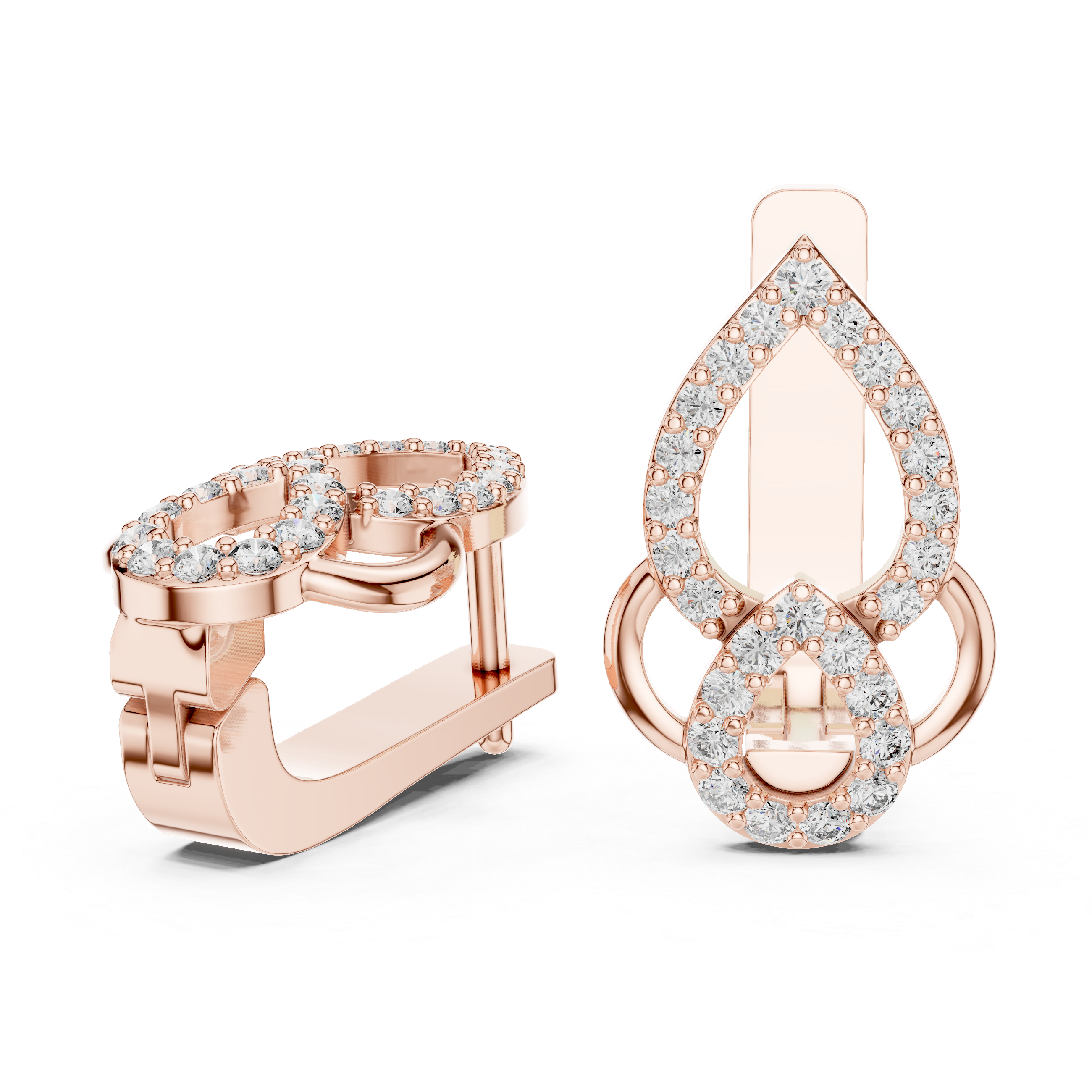 Double Teardrop Diamond Hoop Earrings