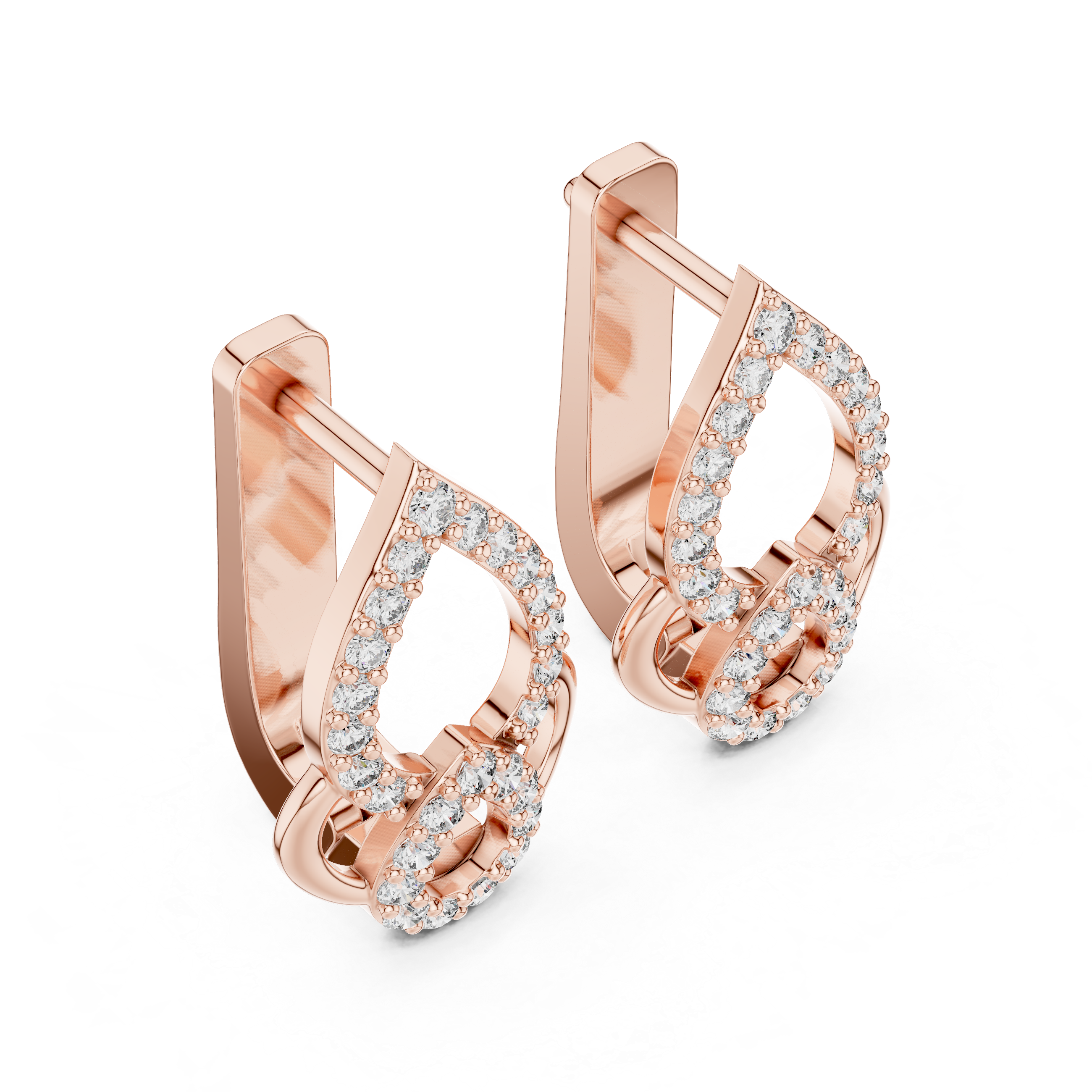Double Teardrop Diamond Hoop Earrings