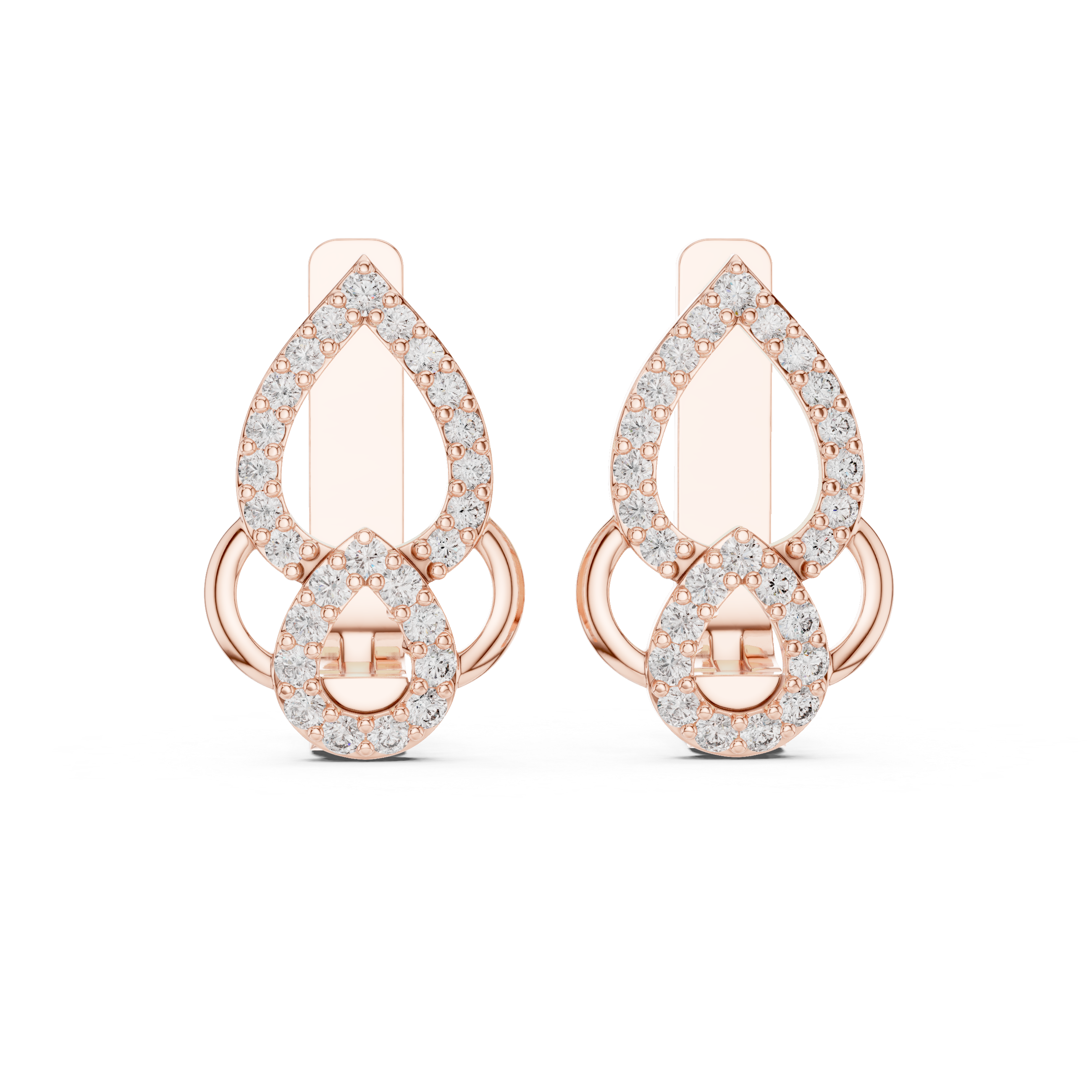 Double Teardrop Diamond Hoop Earrings