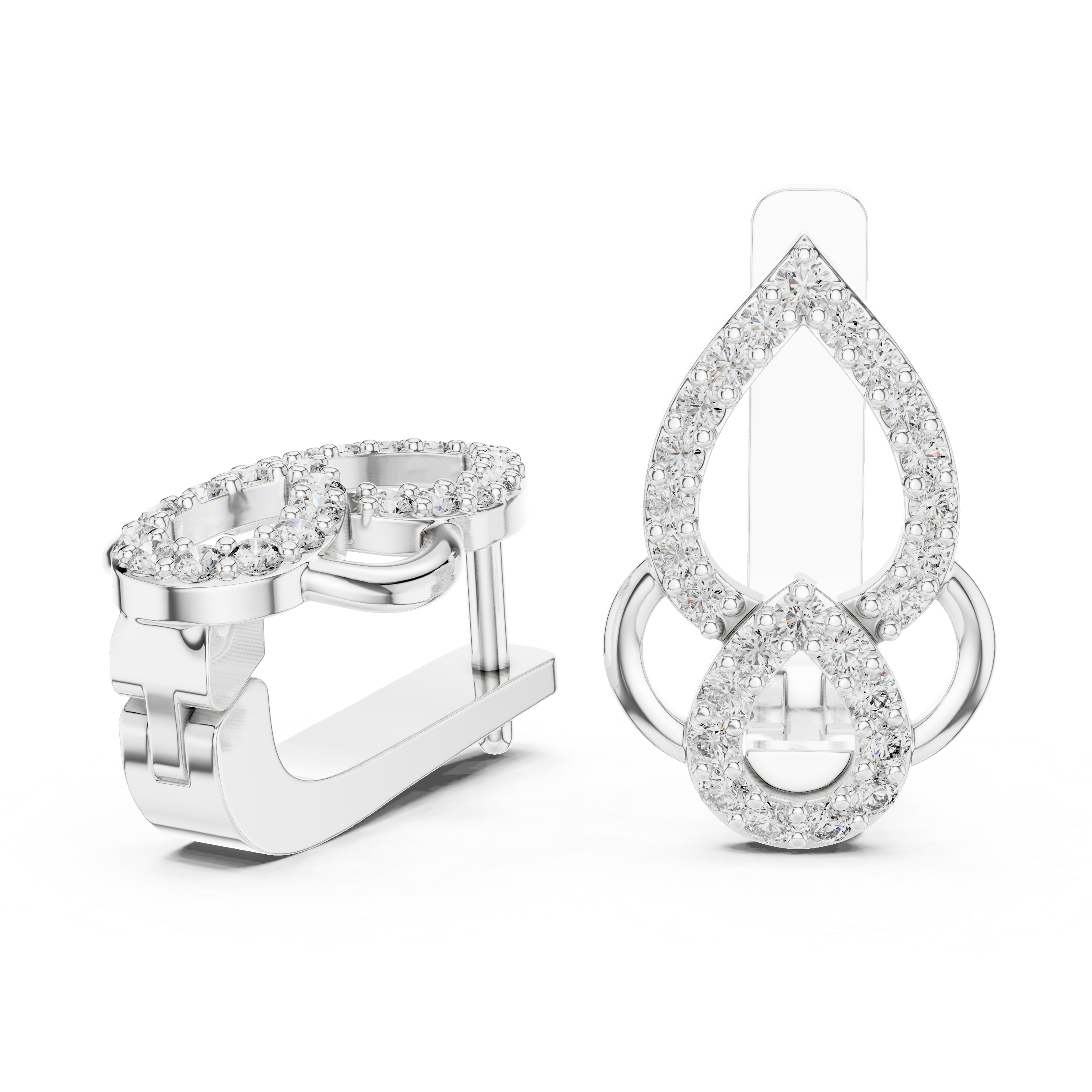 Double Teardrop Diamond Hoop Earrings