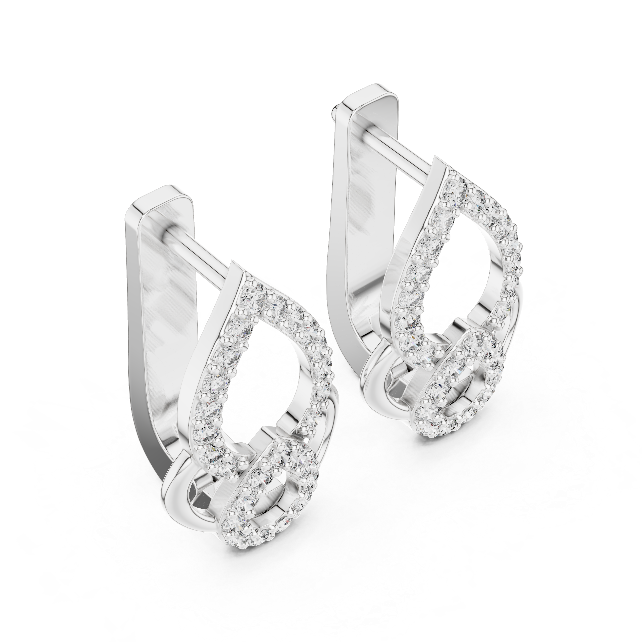 Double Teardrop Diamond Hoop Earrings