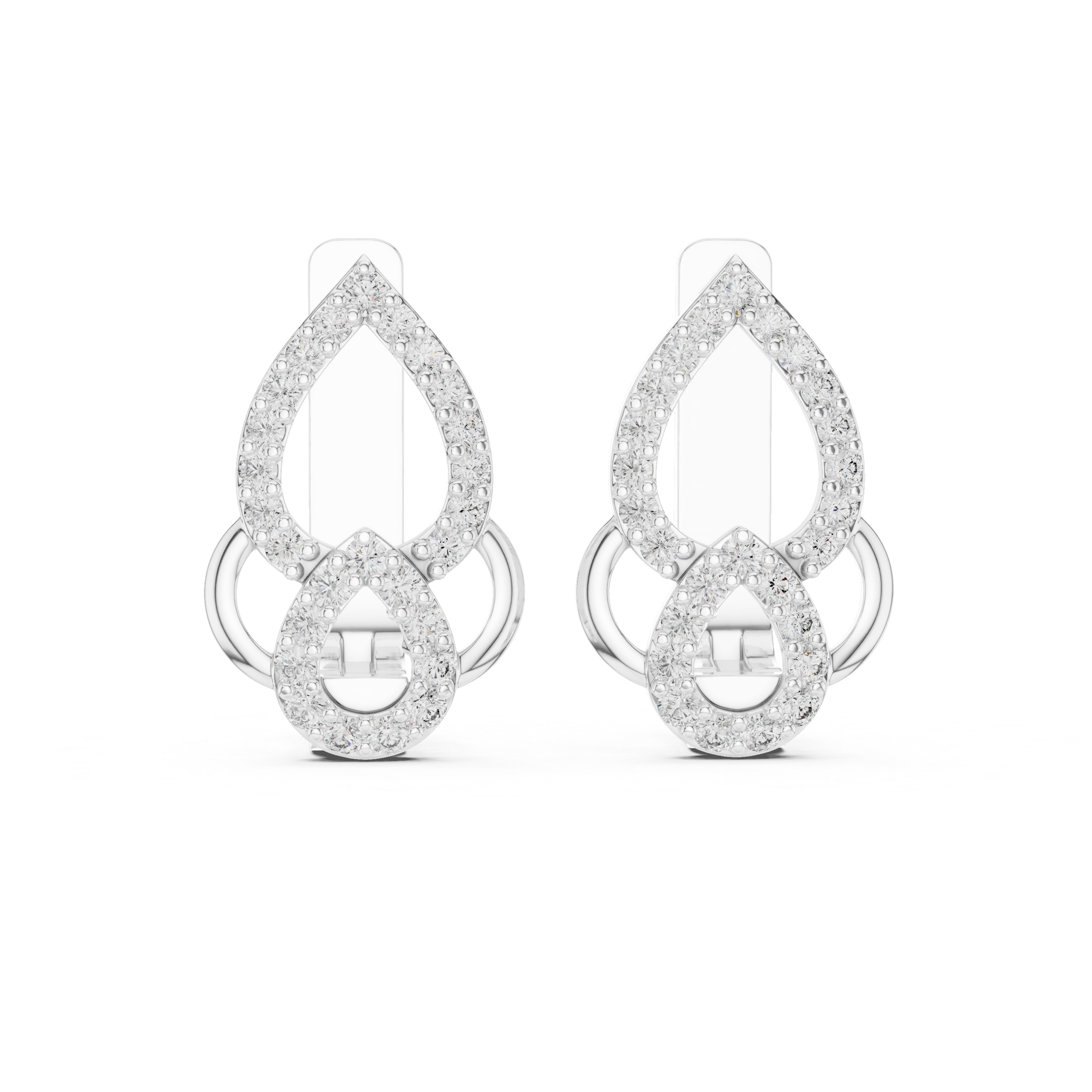 Double Teardrop Diamond Hoop Earrings