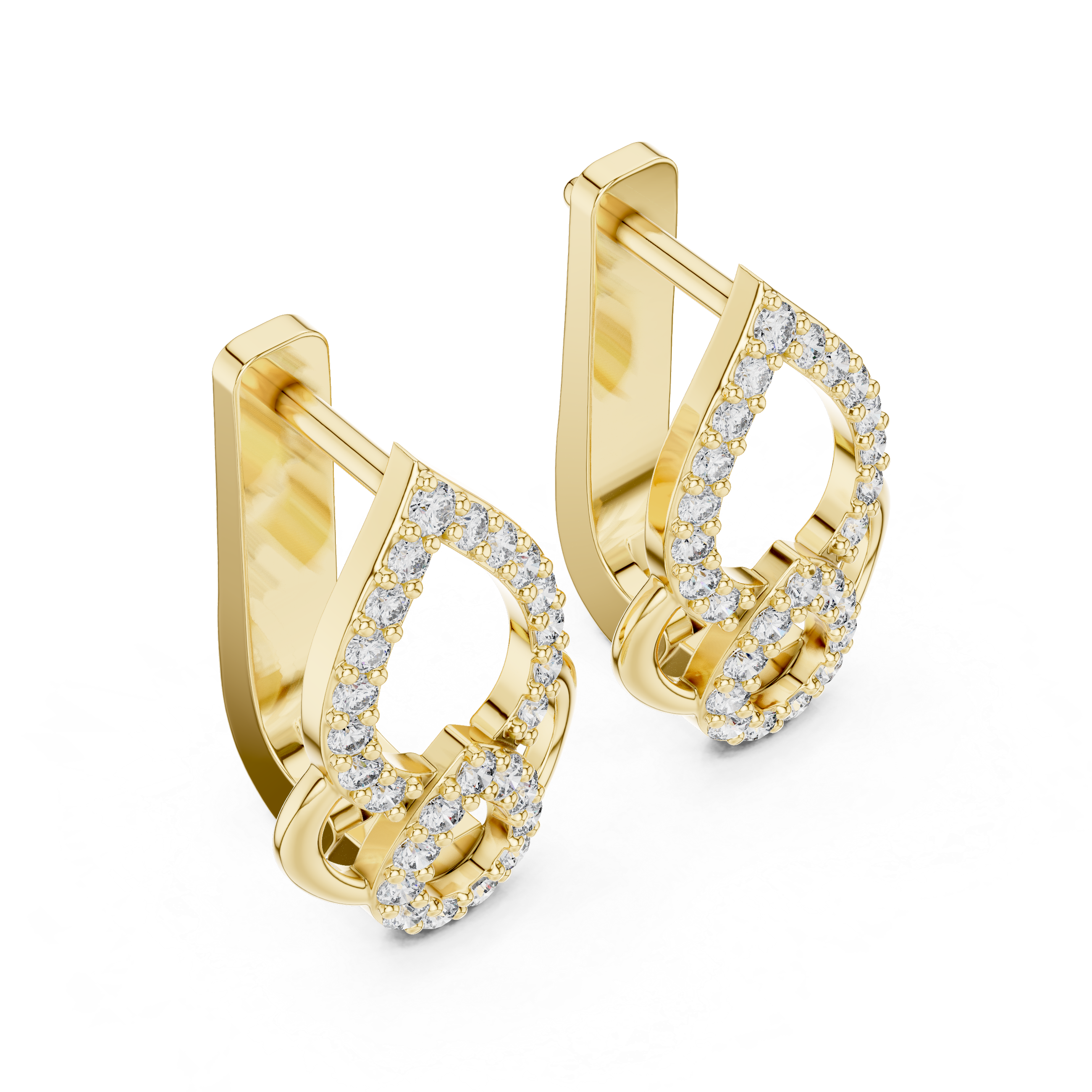 Double Teardrop Diamond Hoop Earrings