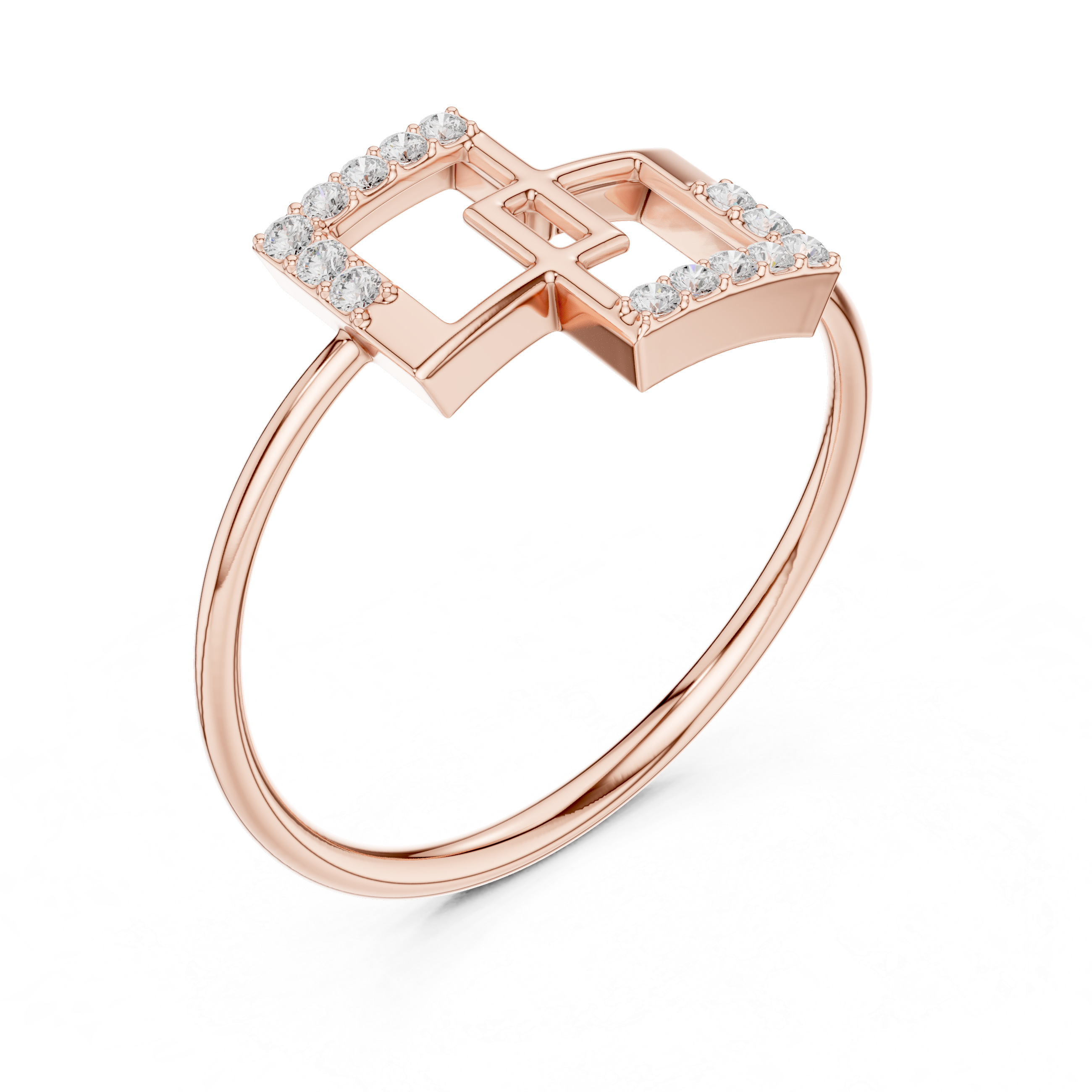 Luxury Geometric Diamond Ring