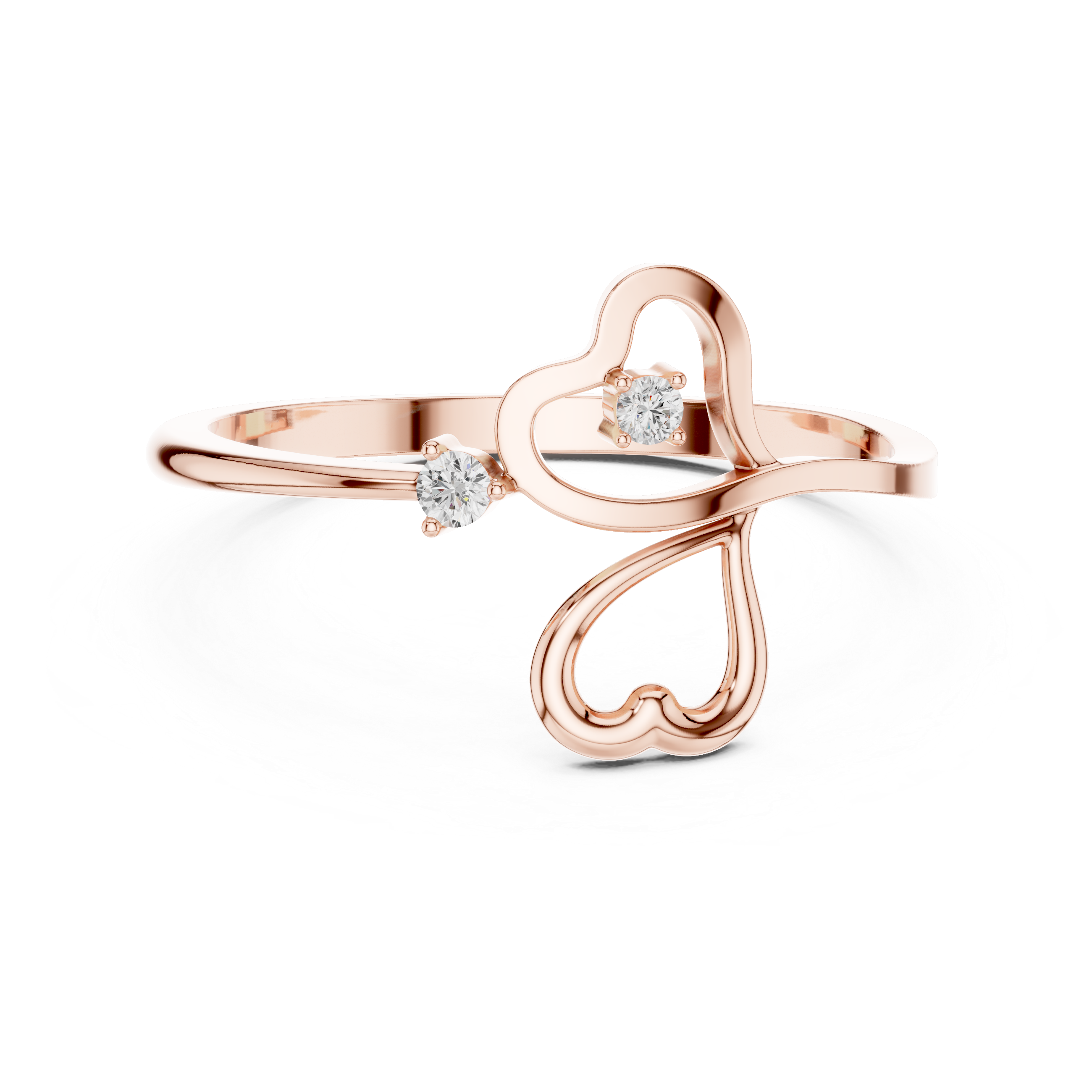 Luxury Double Heart Diamond Ring