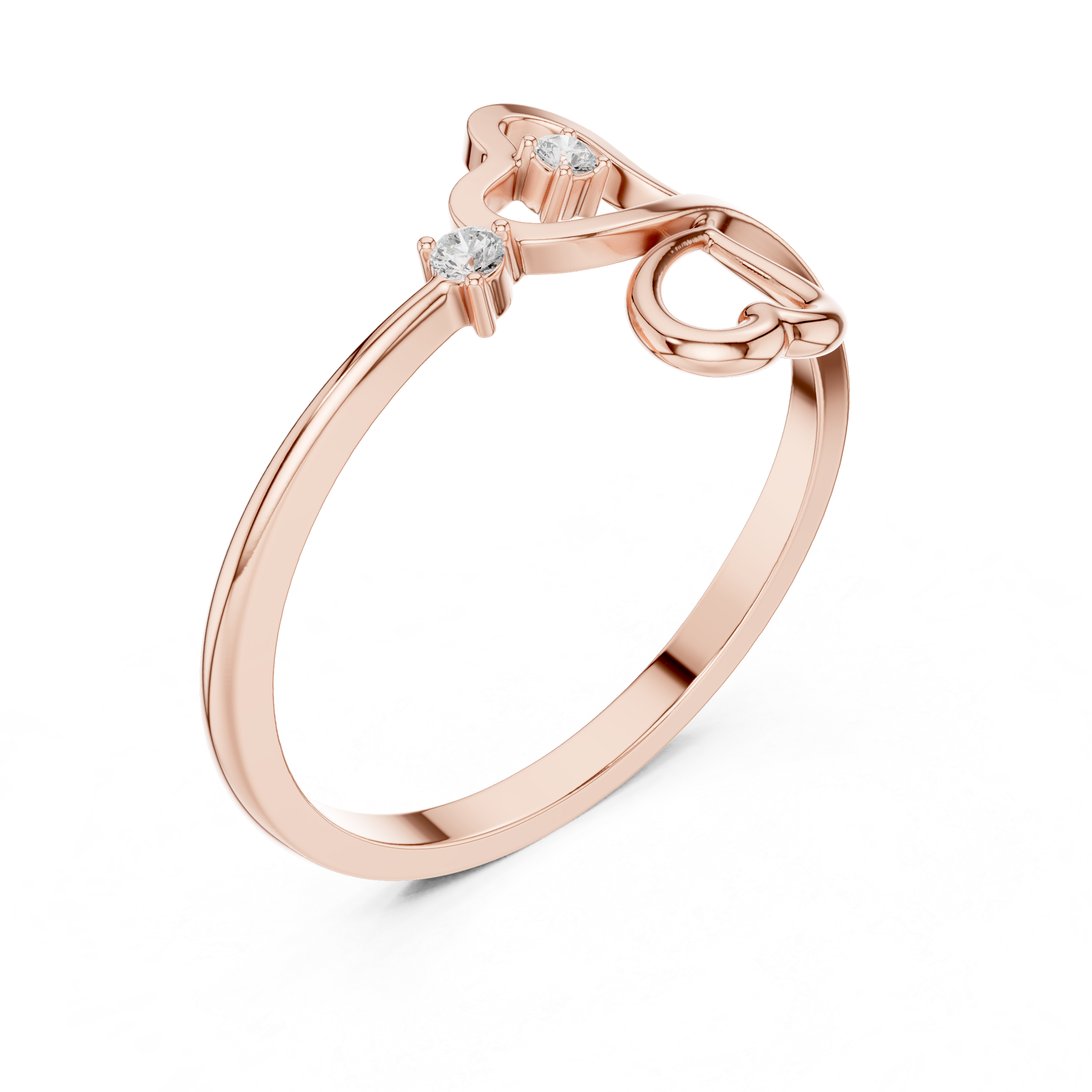 Luxury Double Heart Diamond Ring
