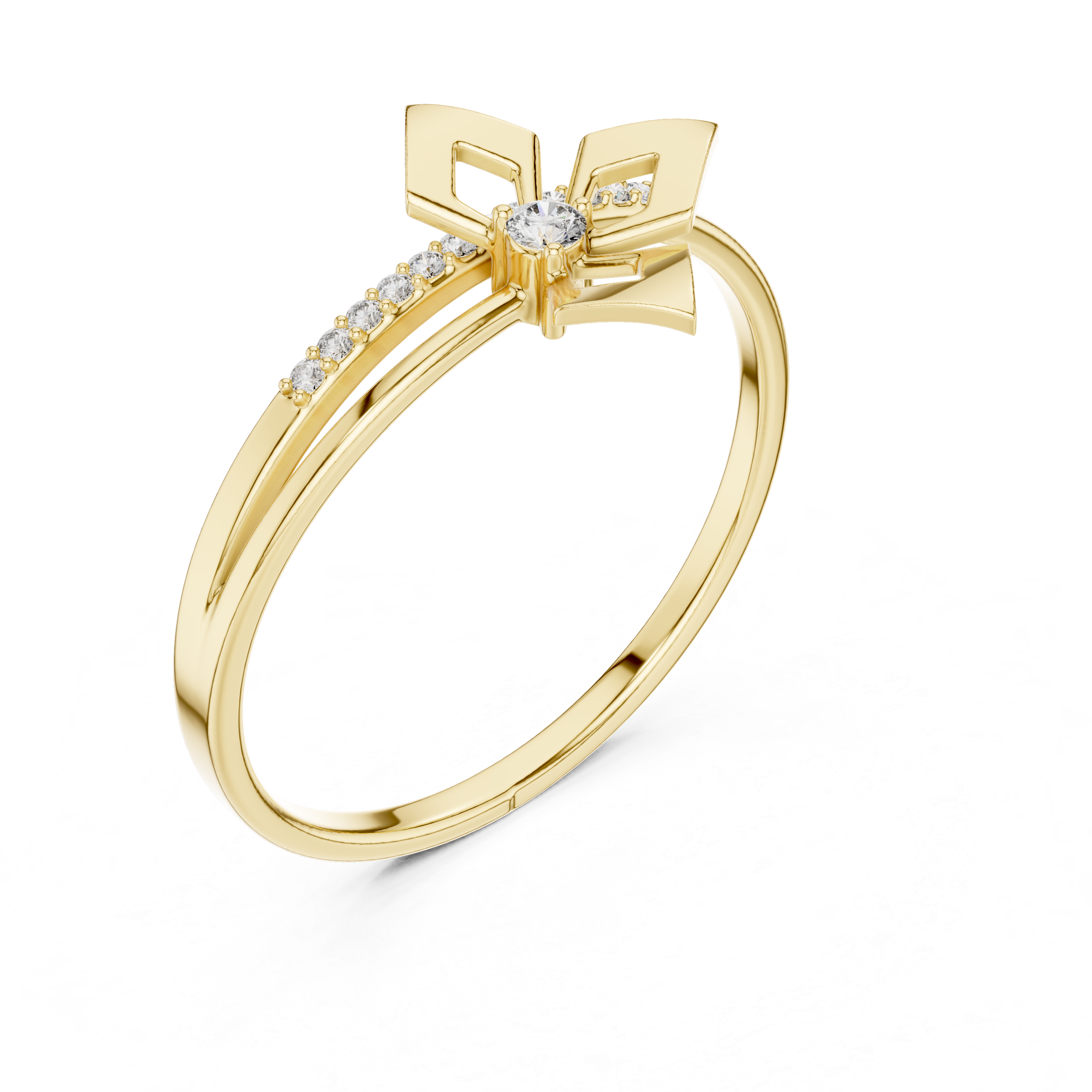 Modern Diamond Geometry Ring