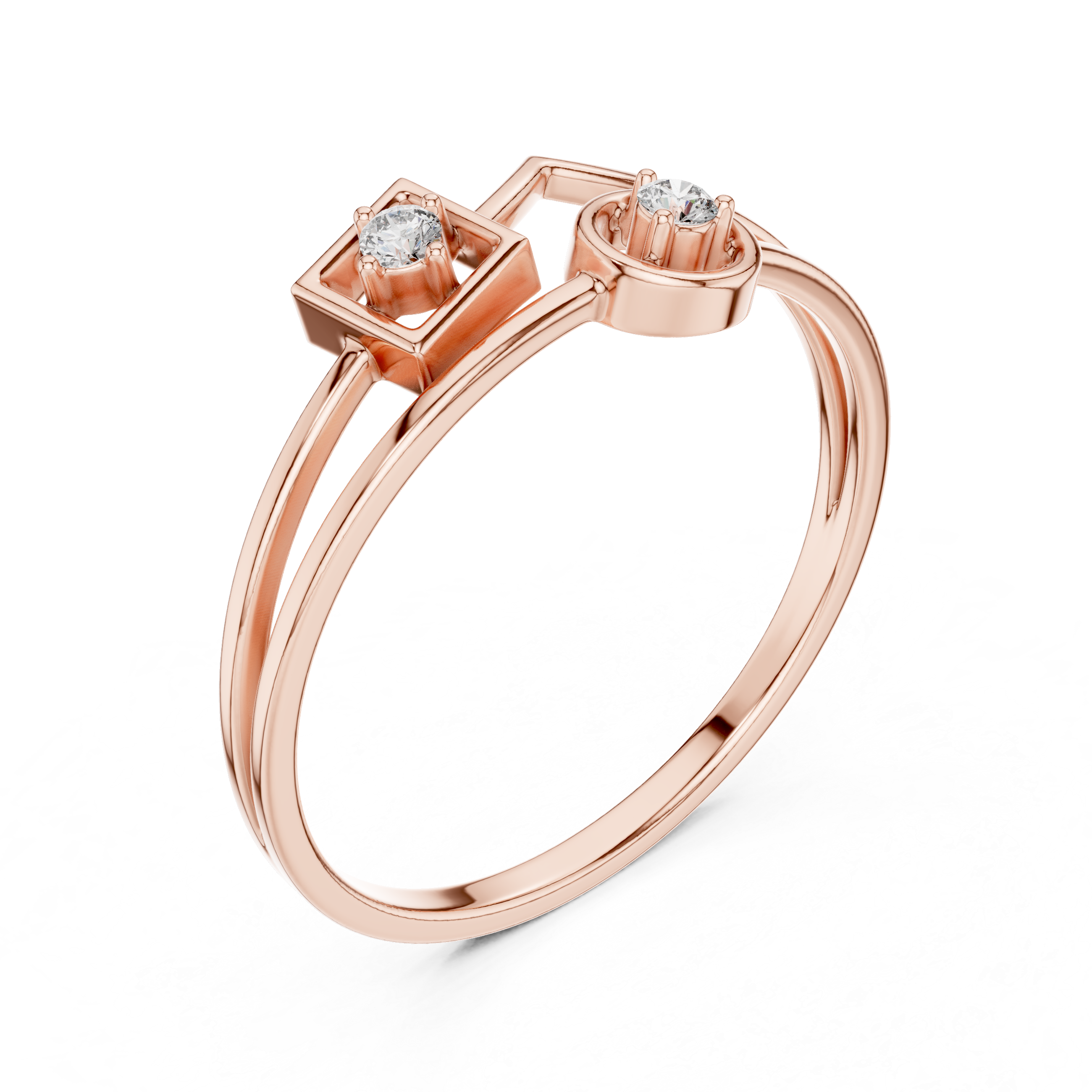 Modern Dual Diamond Ring