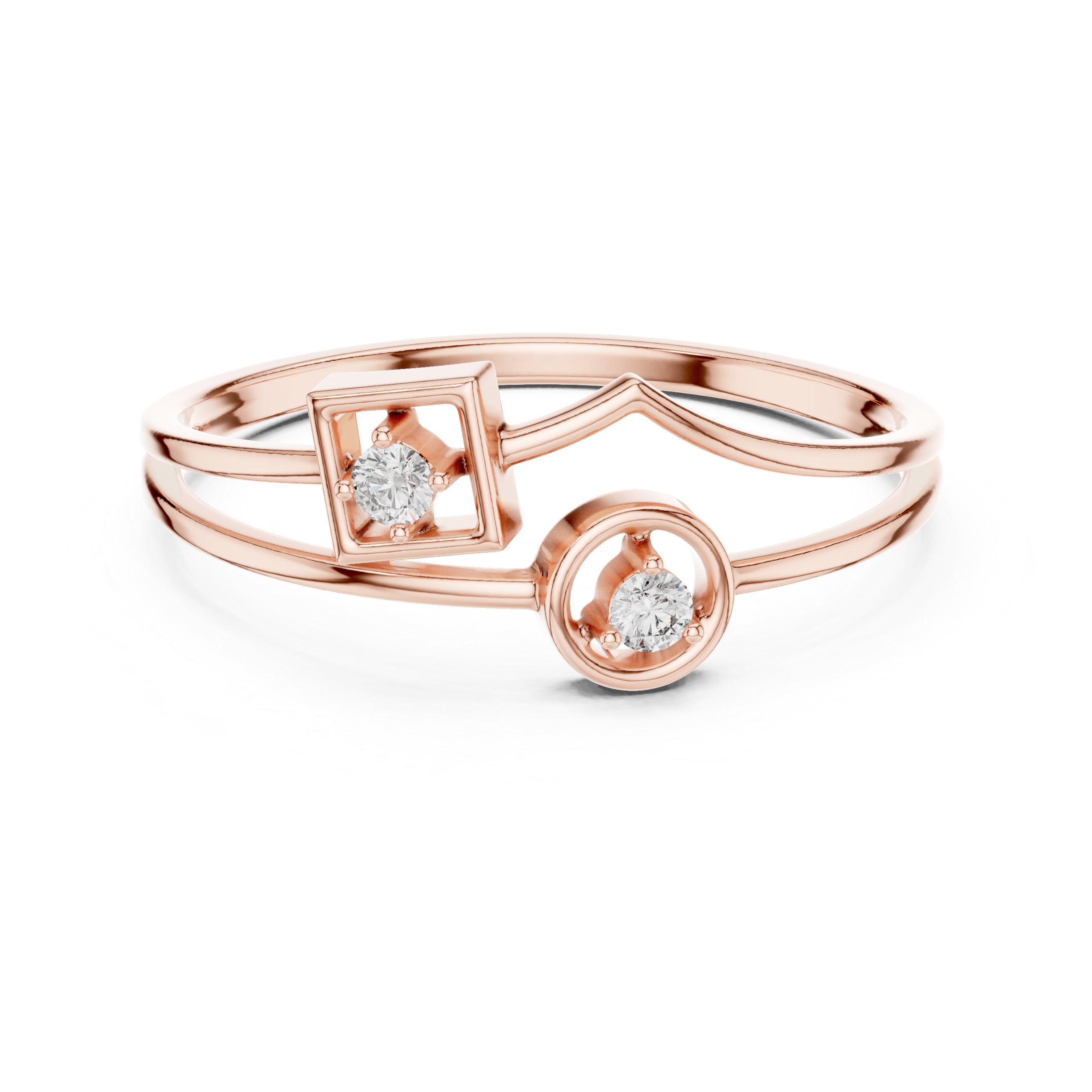 Modern Dual Diamond Ring