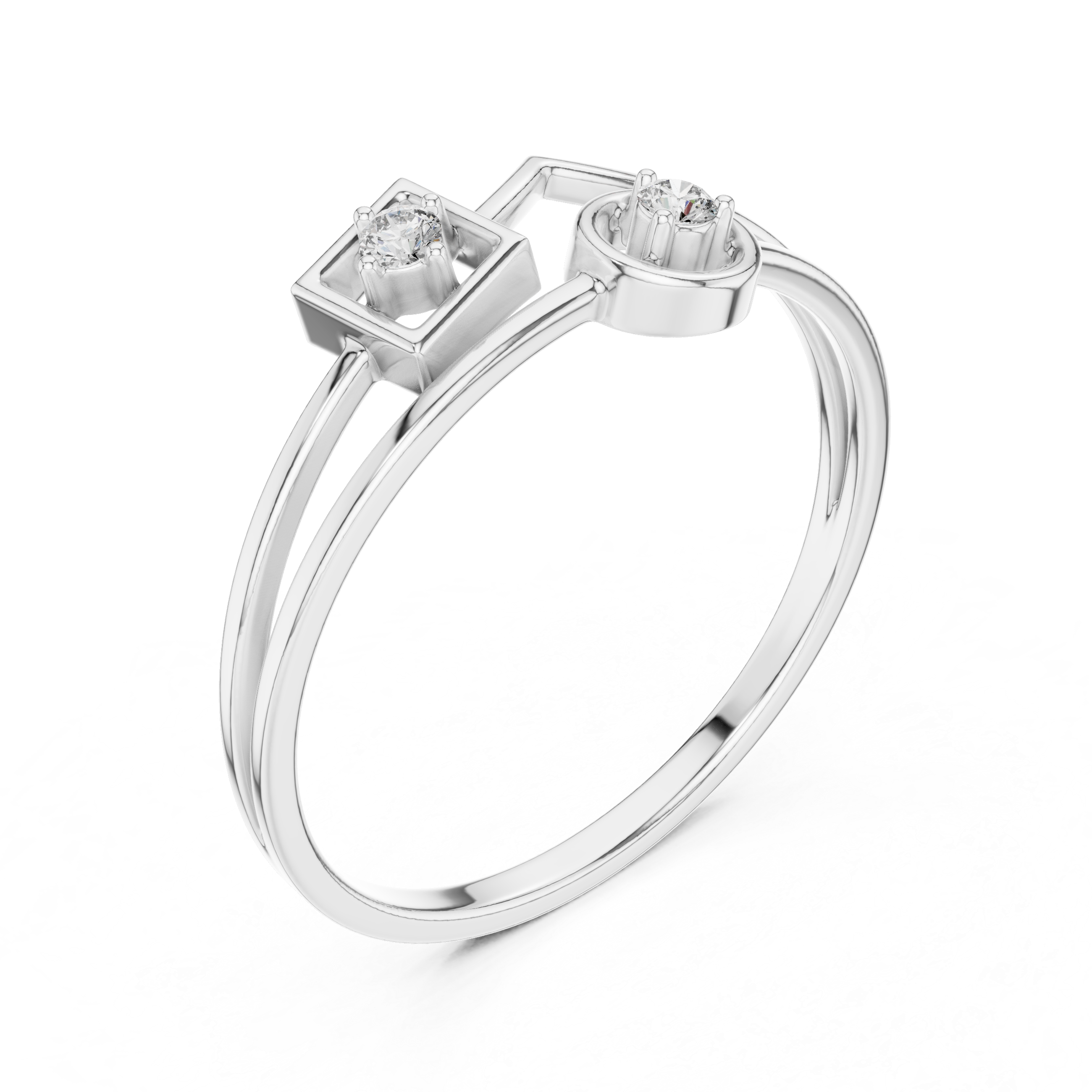 Modern Dual Diamond Ring