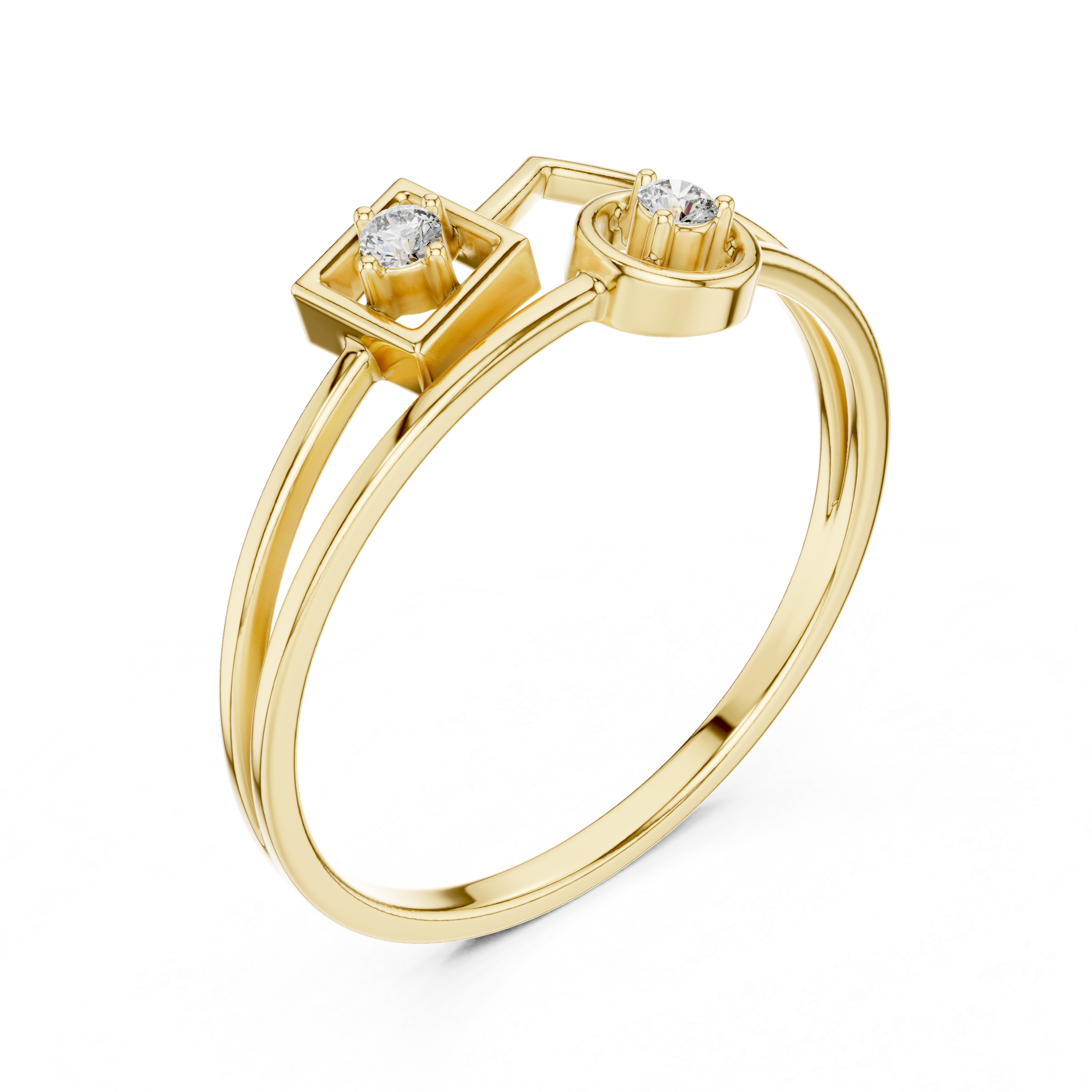 Modern Dual Diamond Ring