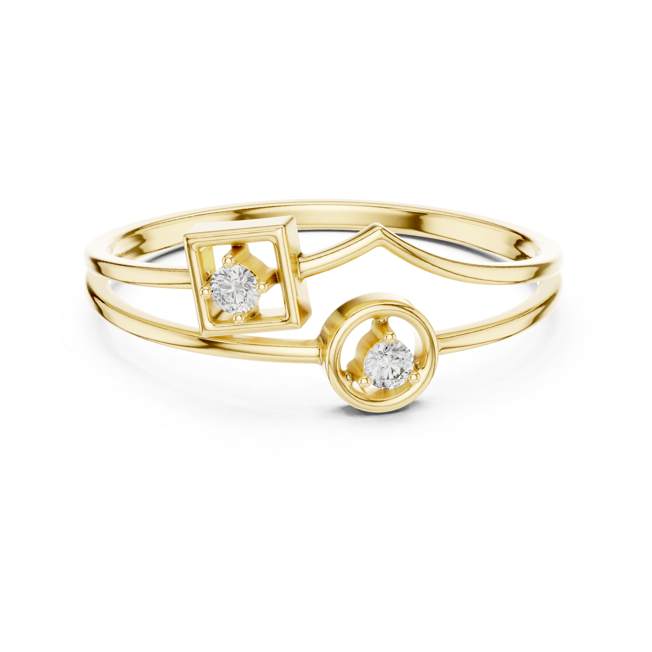 Modern Dual Diamond Ring