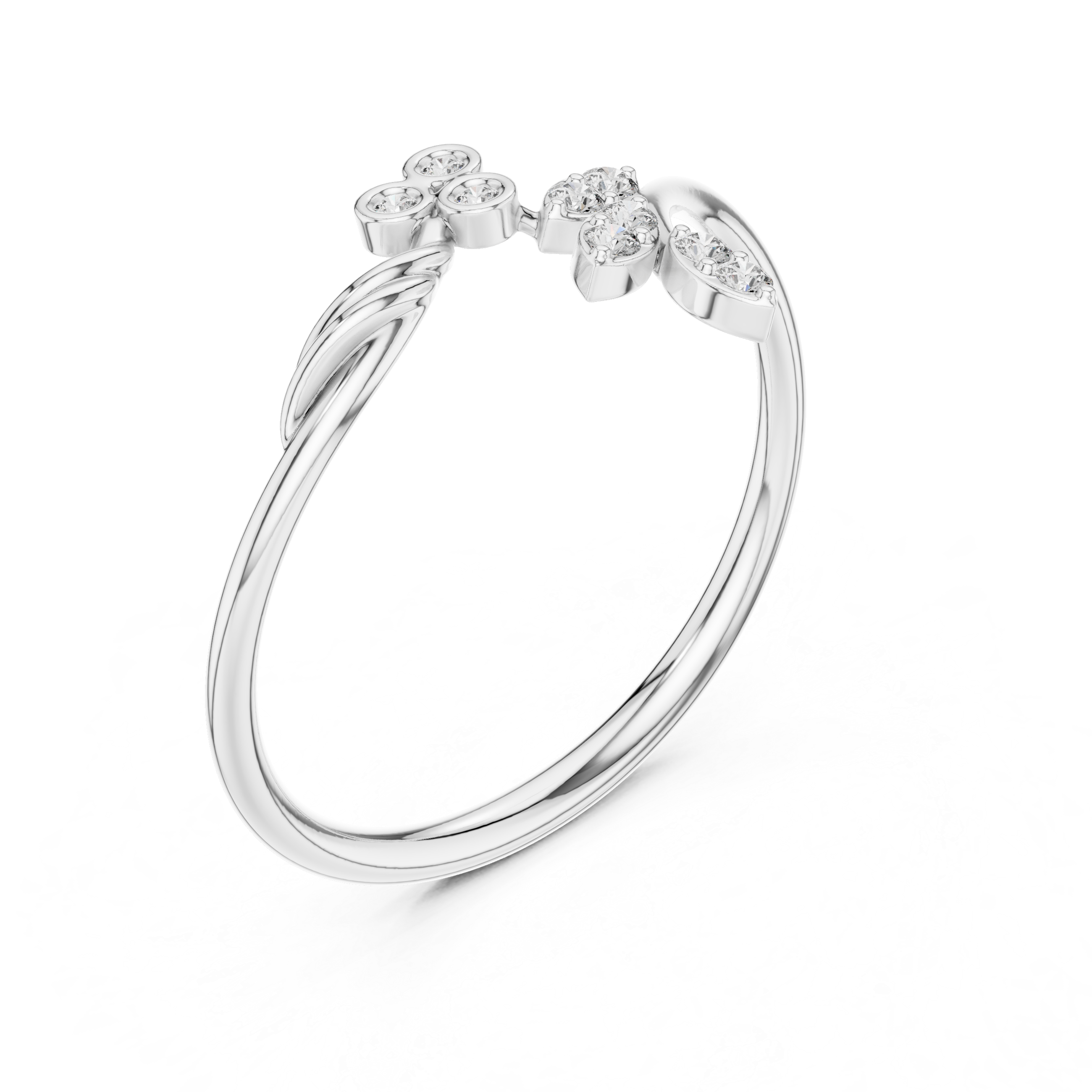 Floral Diamond Branch Ring