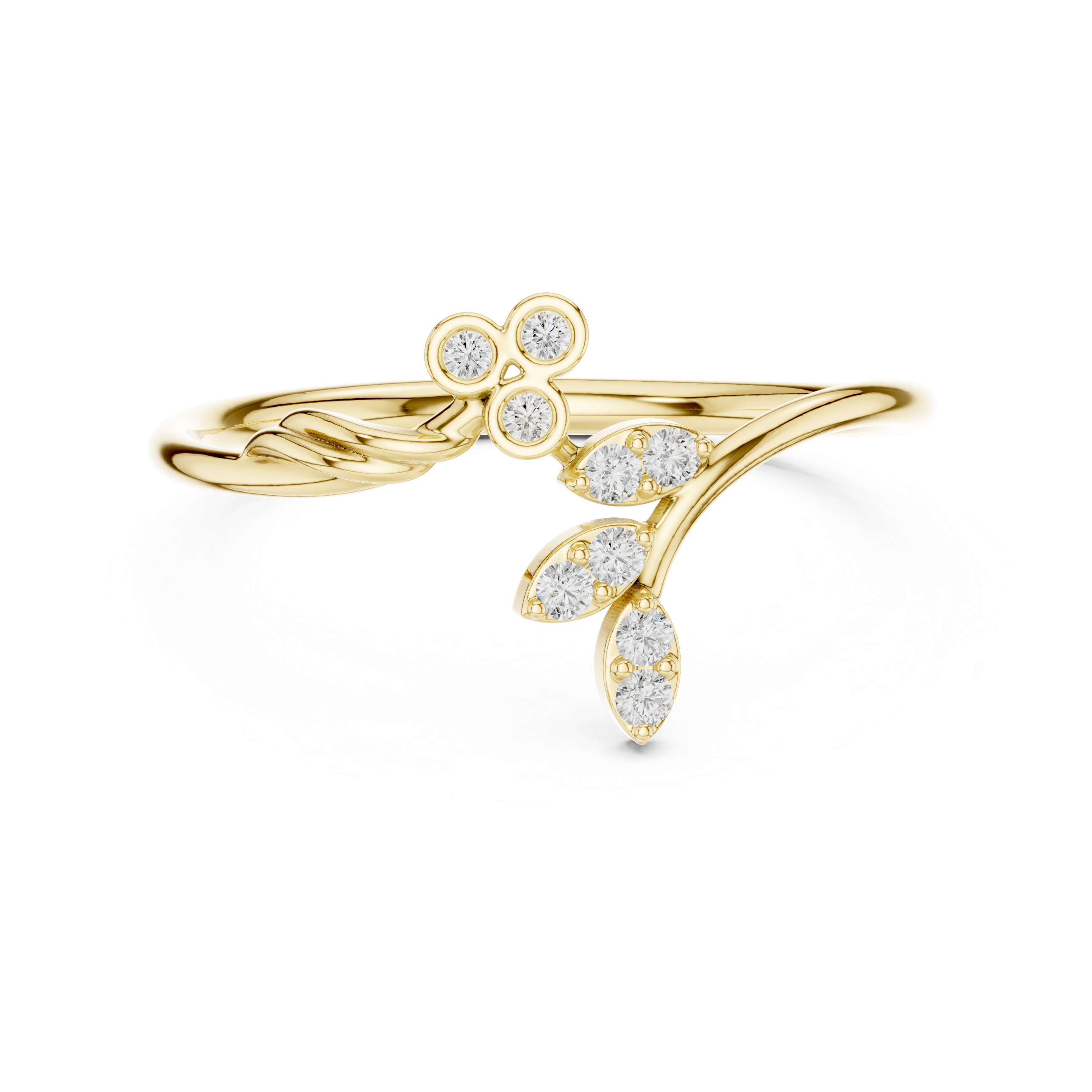 Floral Diamond Branch Ring