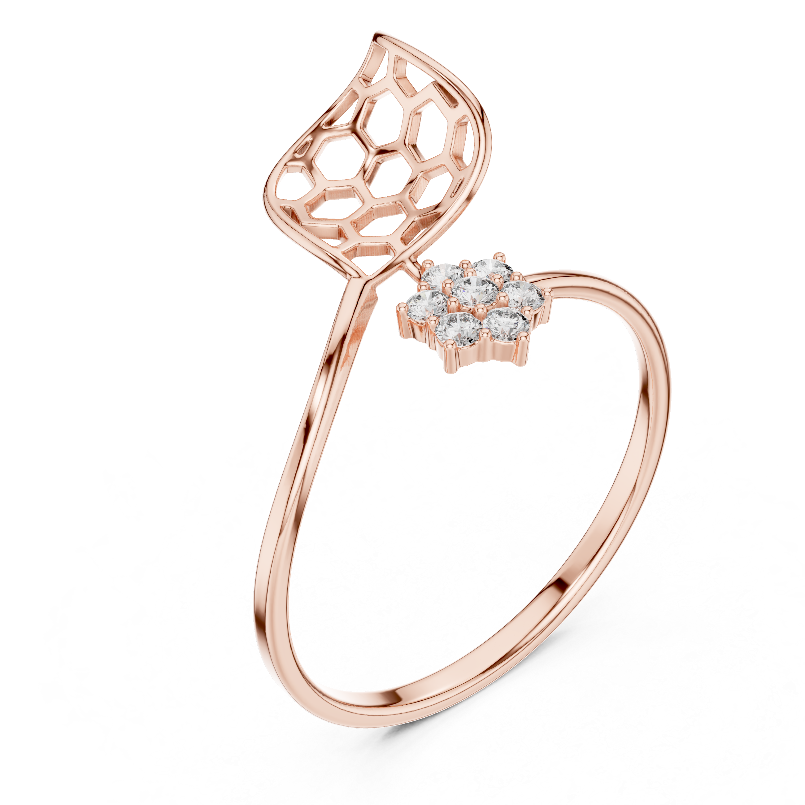Modern Honeycomb Diamond Ring