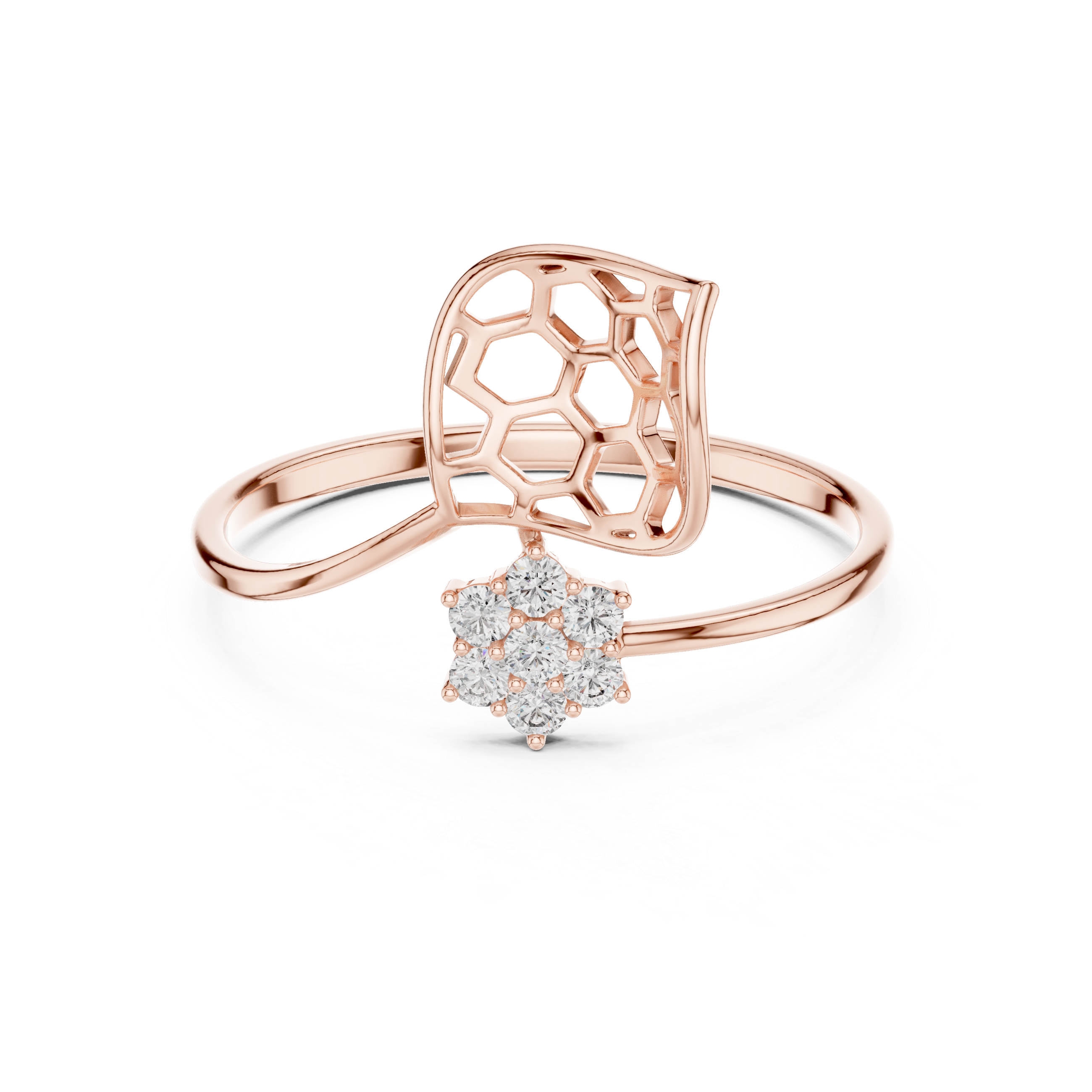 Modern Honeycomb Diamond Ring