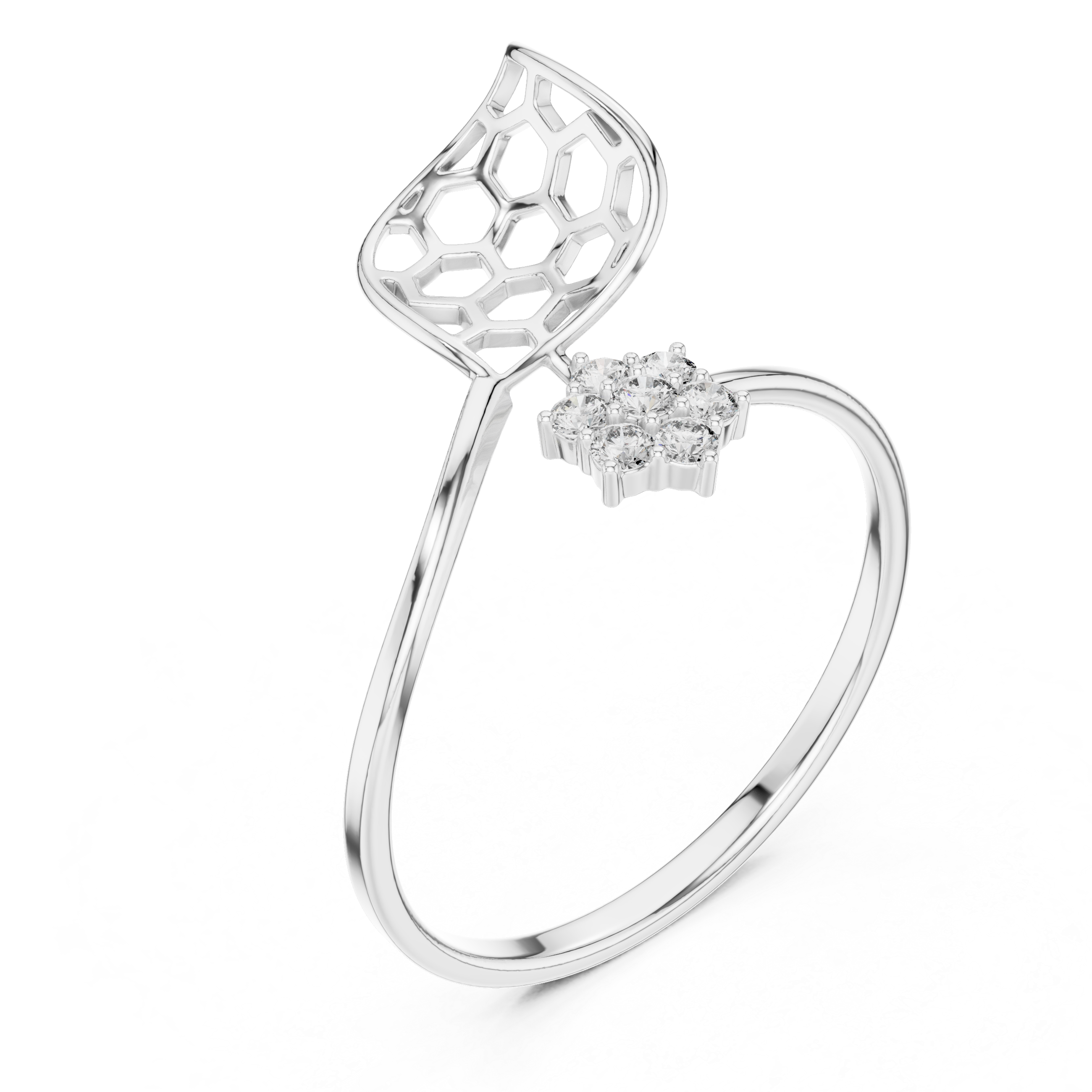 Modern Honeycomb Diamond Ring