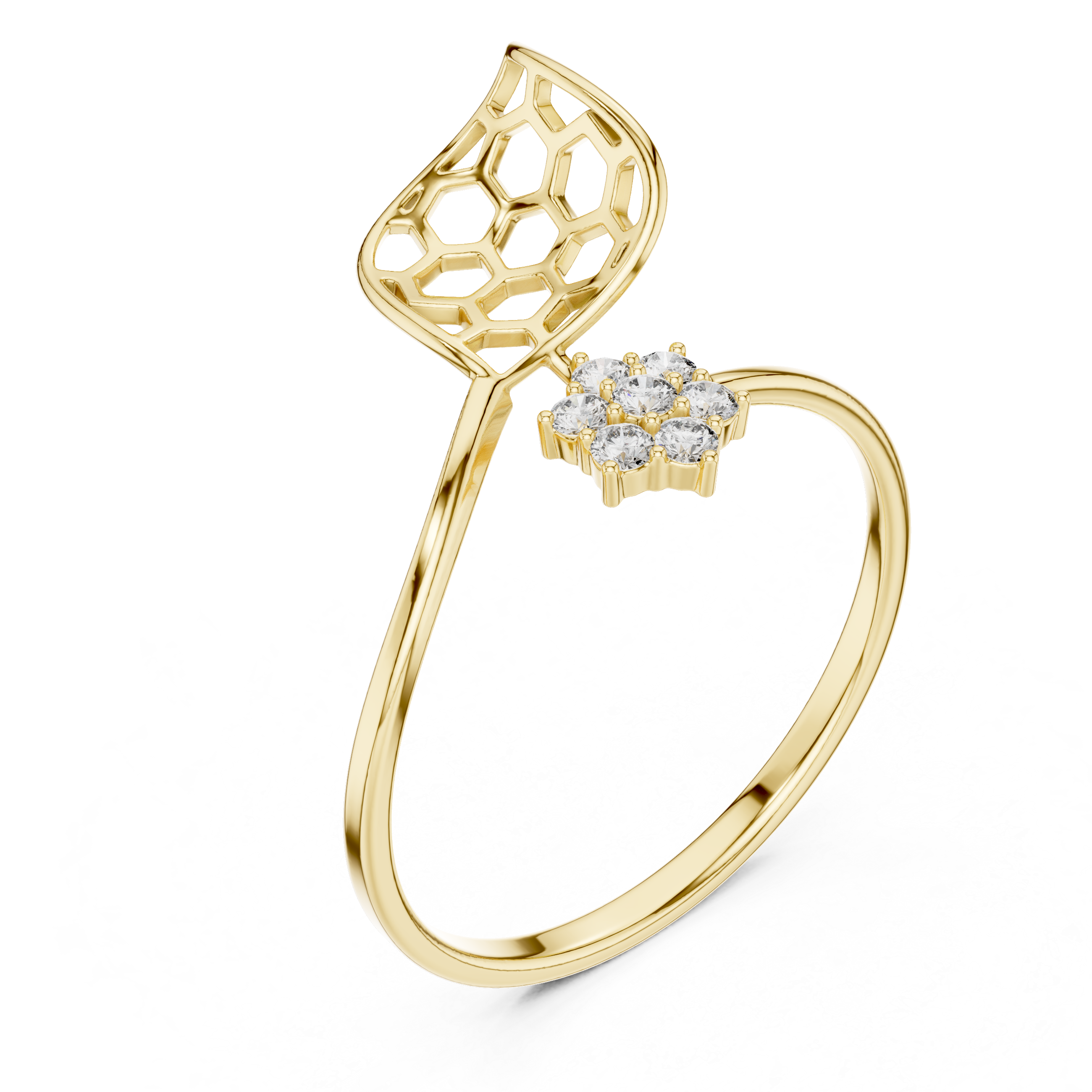 Modern Honeycomb Diamond Ring