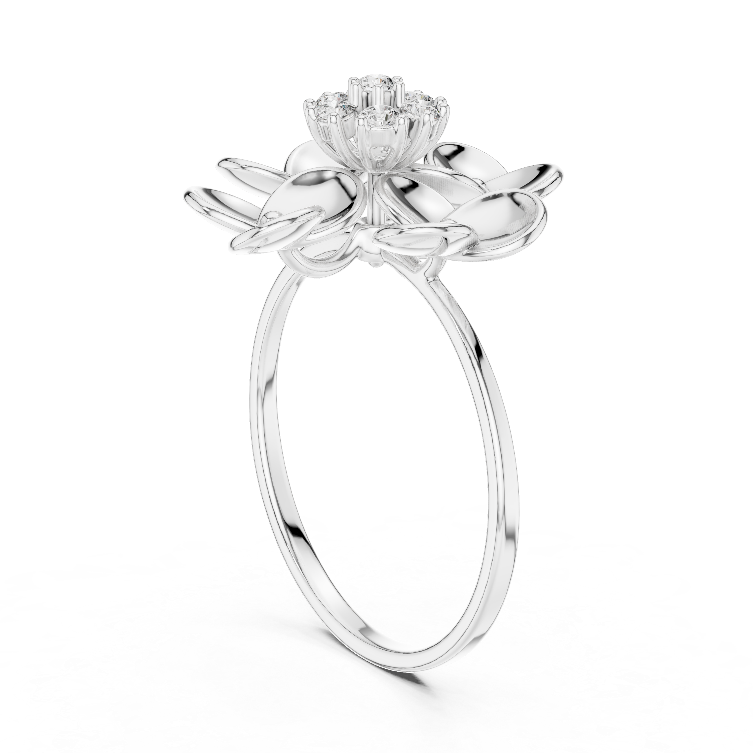 Floral Diamond Cluster Ring