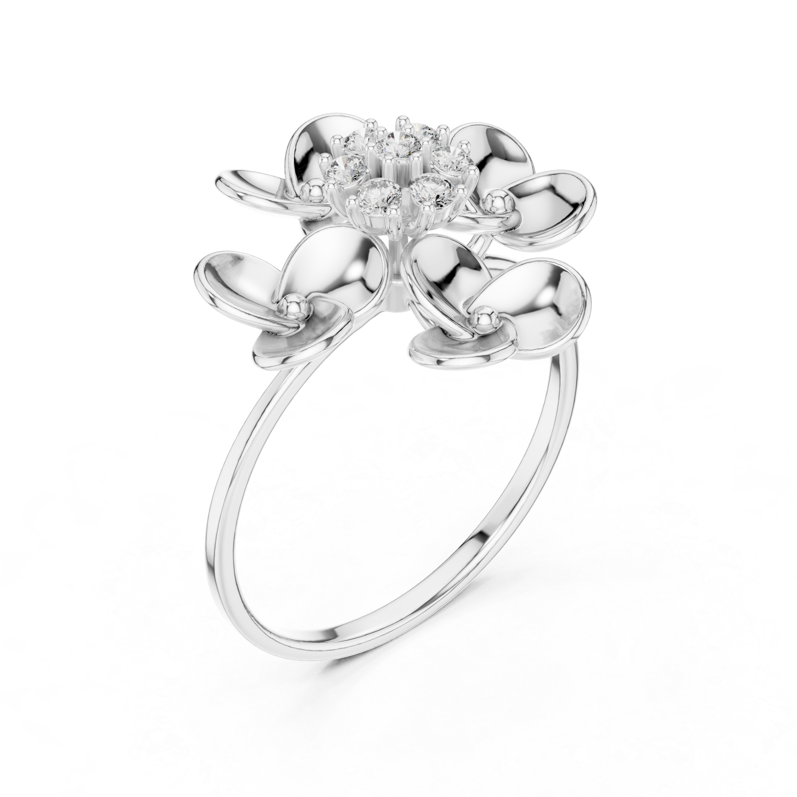 Floral Diamond Cluster Ring