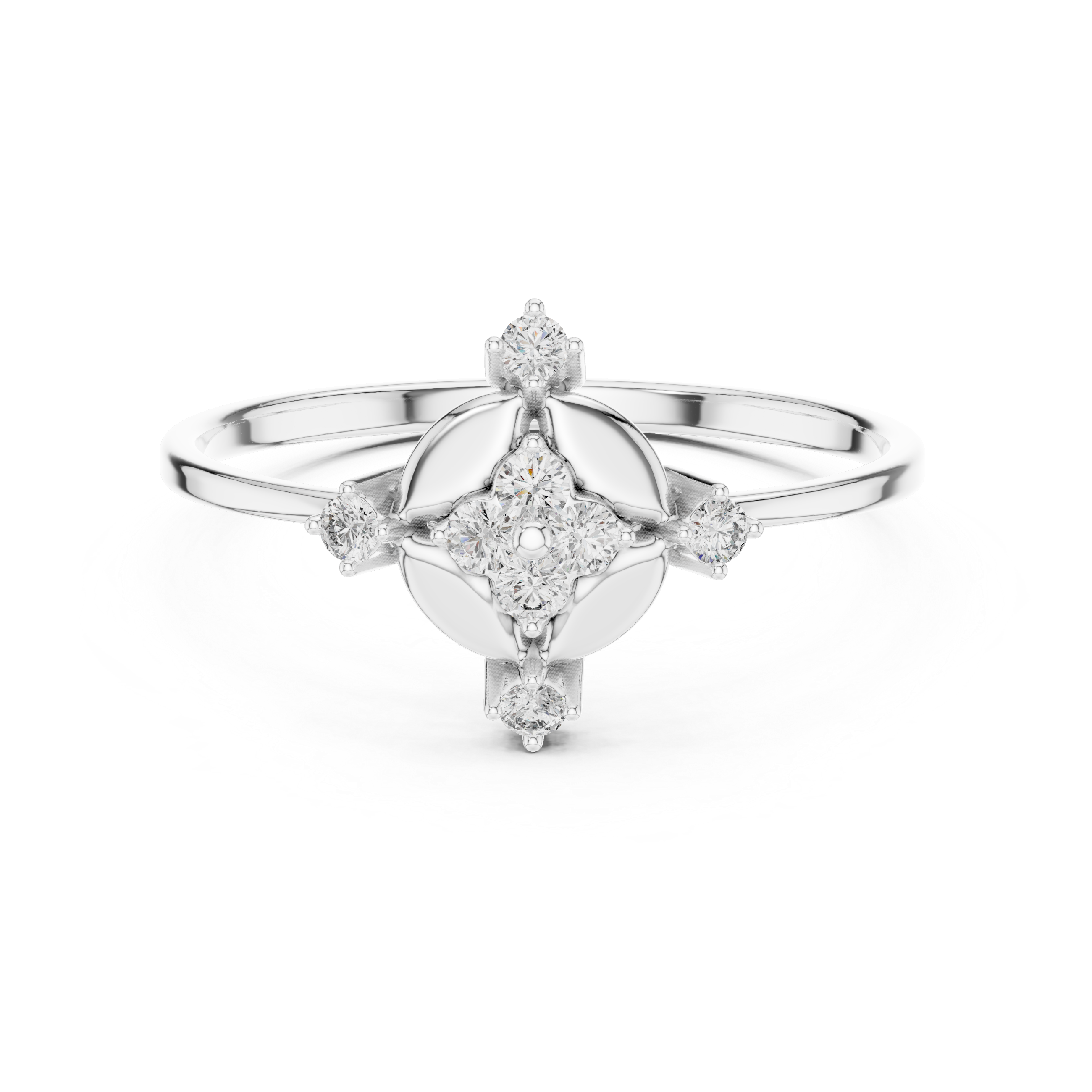 Compass Diamond Cluster Ring