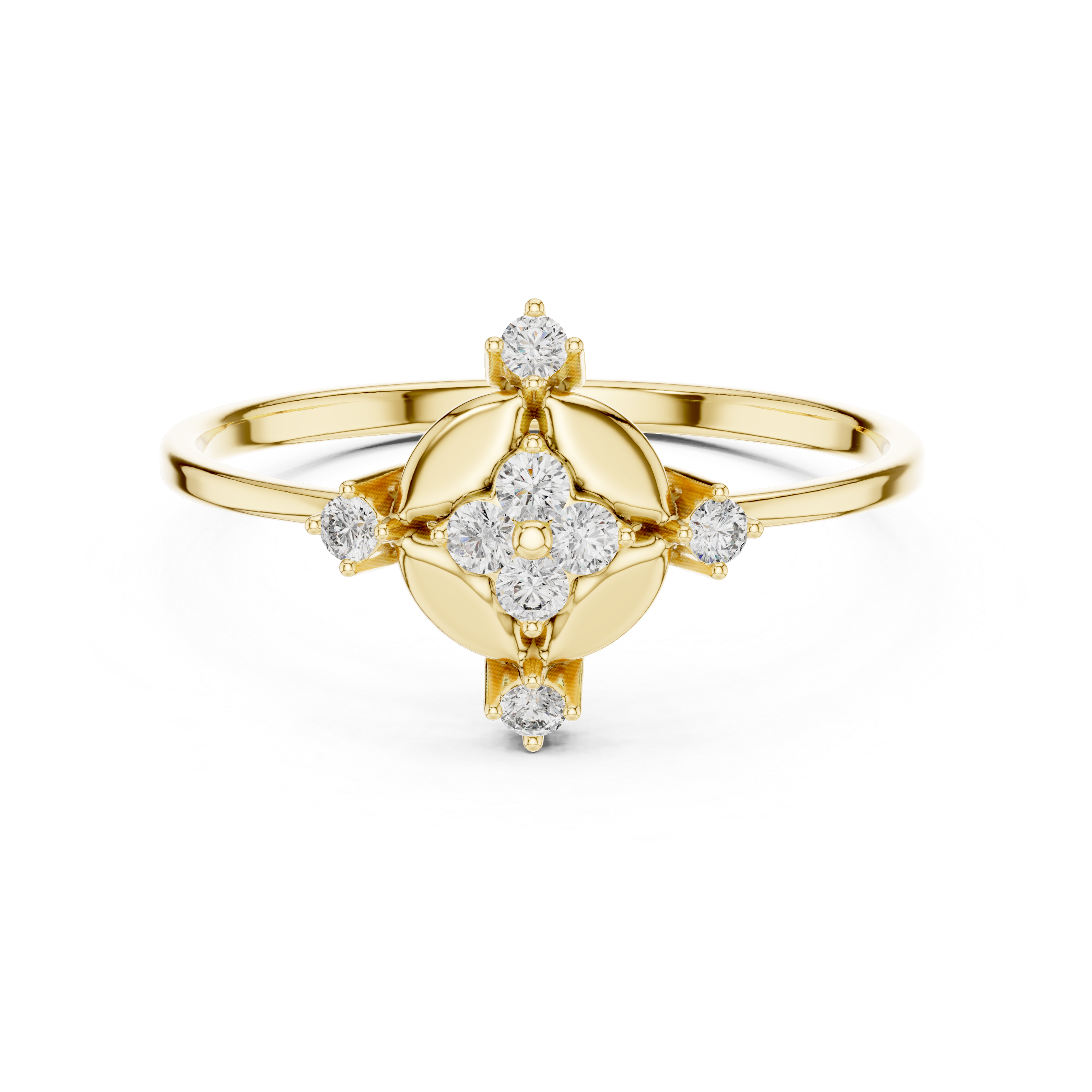 Compass Diamond Cluster Ring