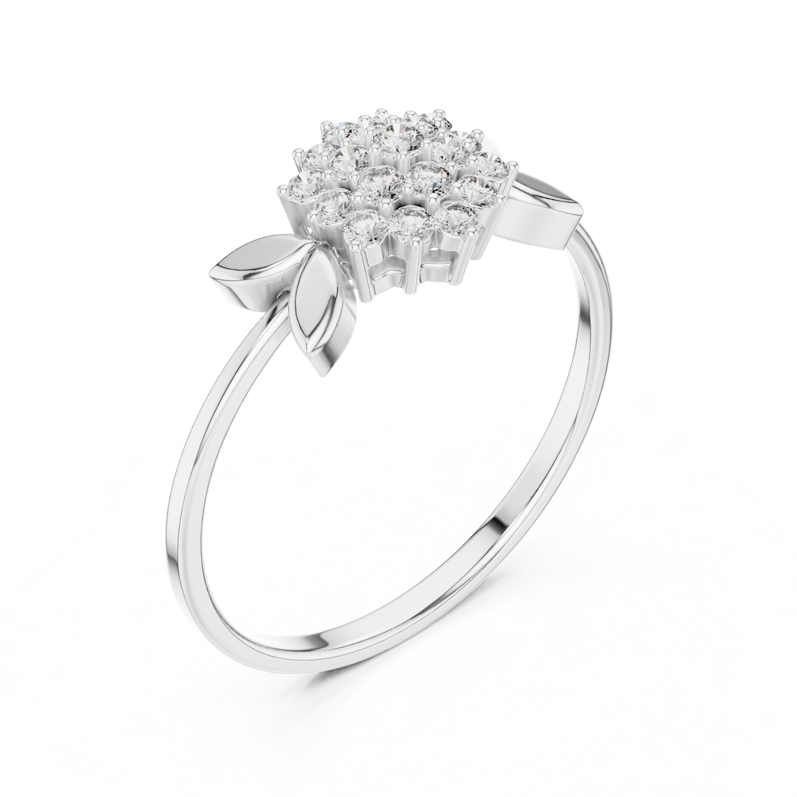 Leaf Cluster Diamond Ring