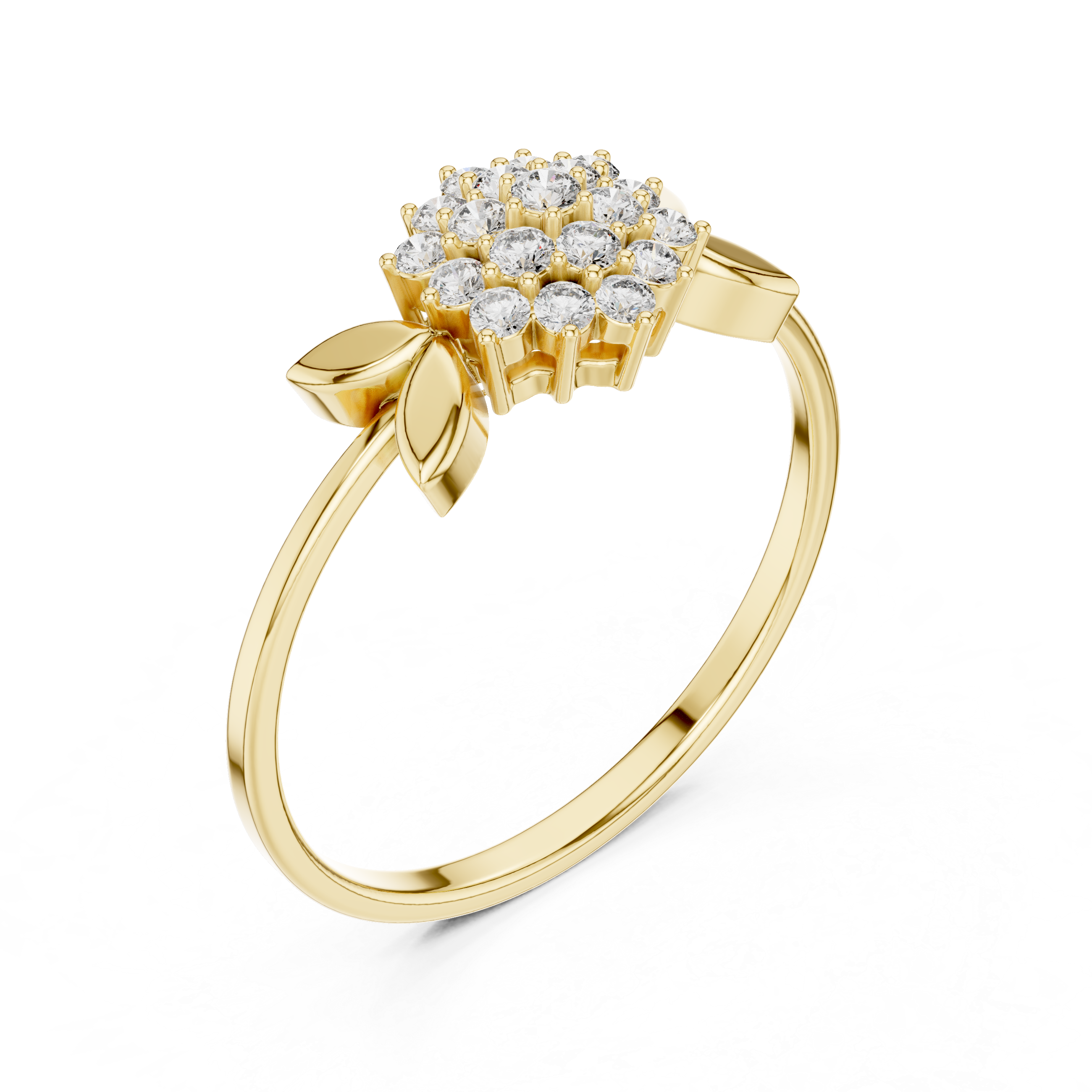 Leaf Cluster Diamond Ring