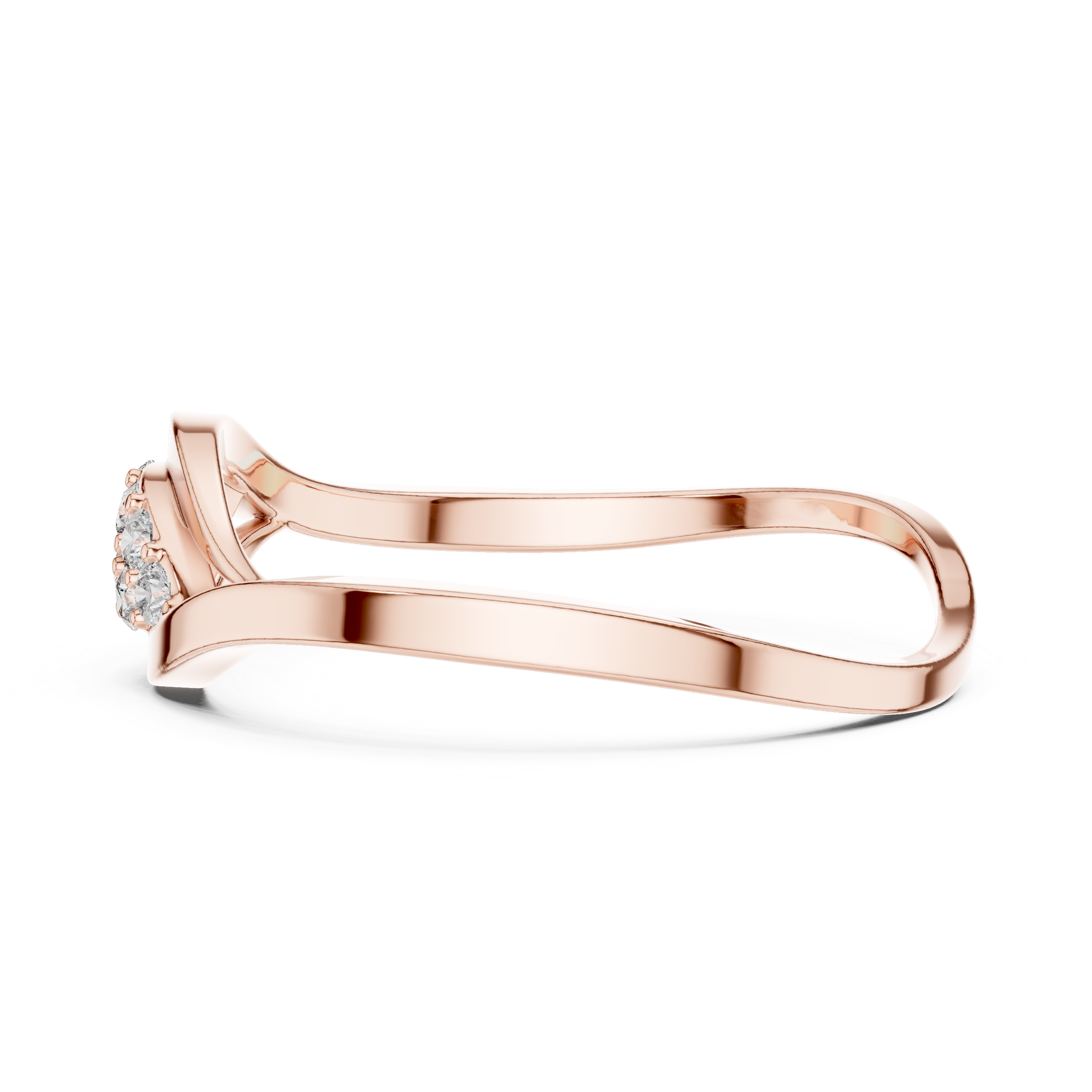 Wave Diamond Cluster Ring