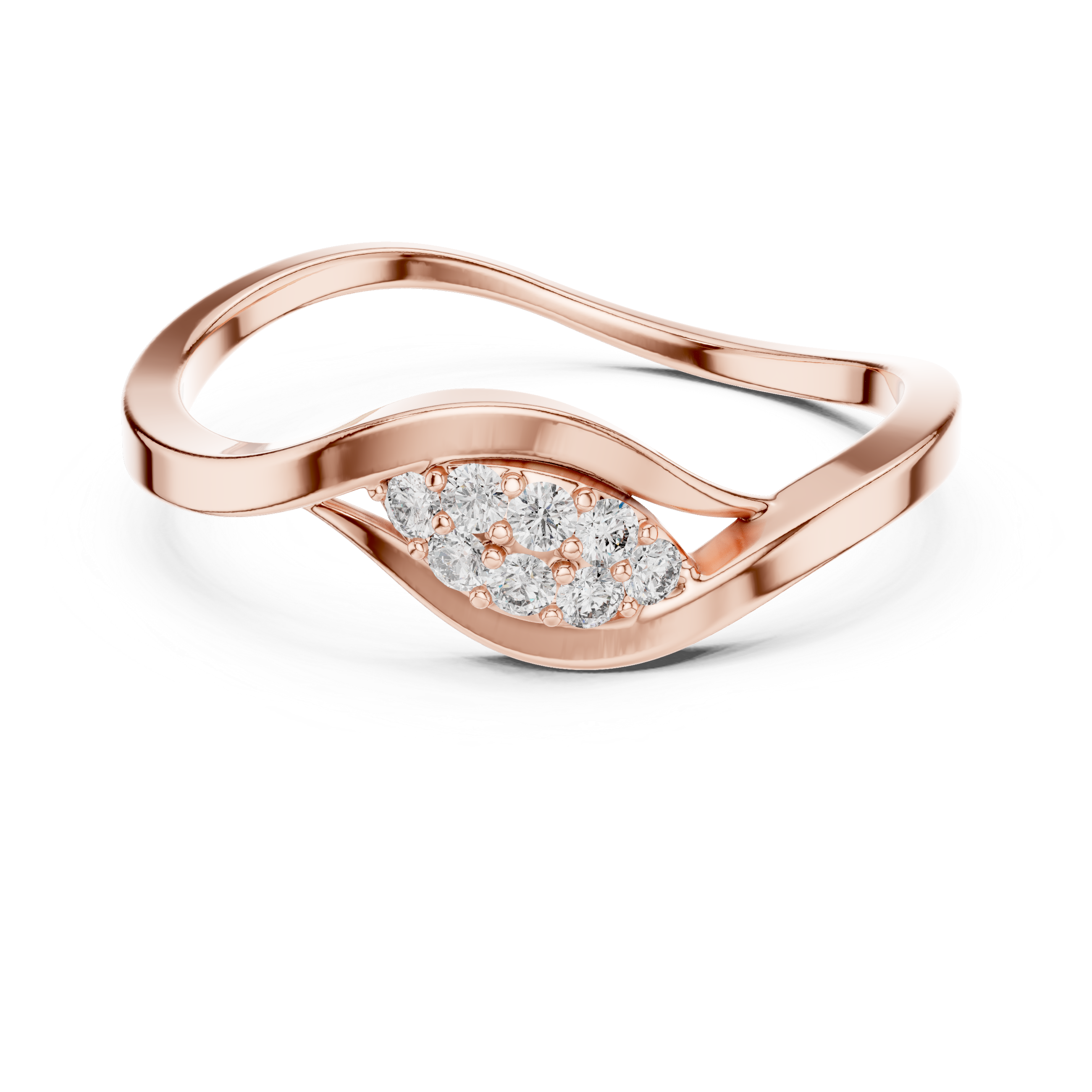 Wave Diamond Cluster Ring