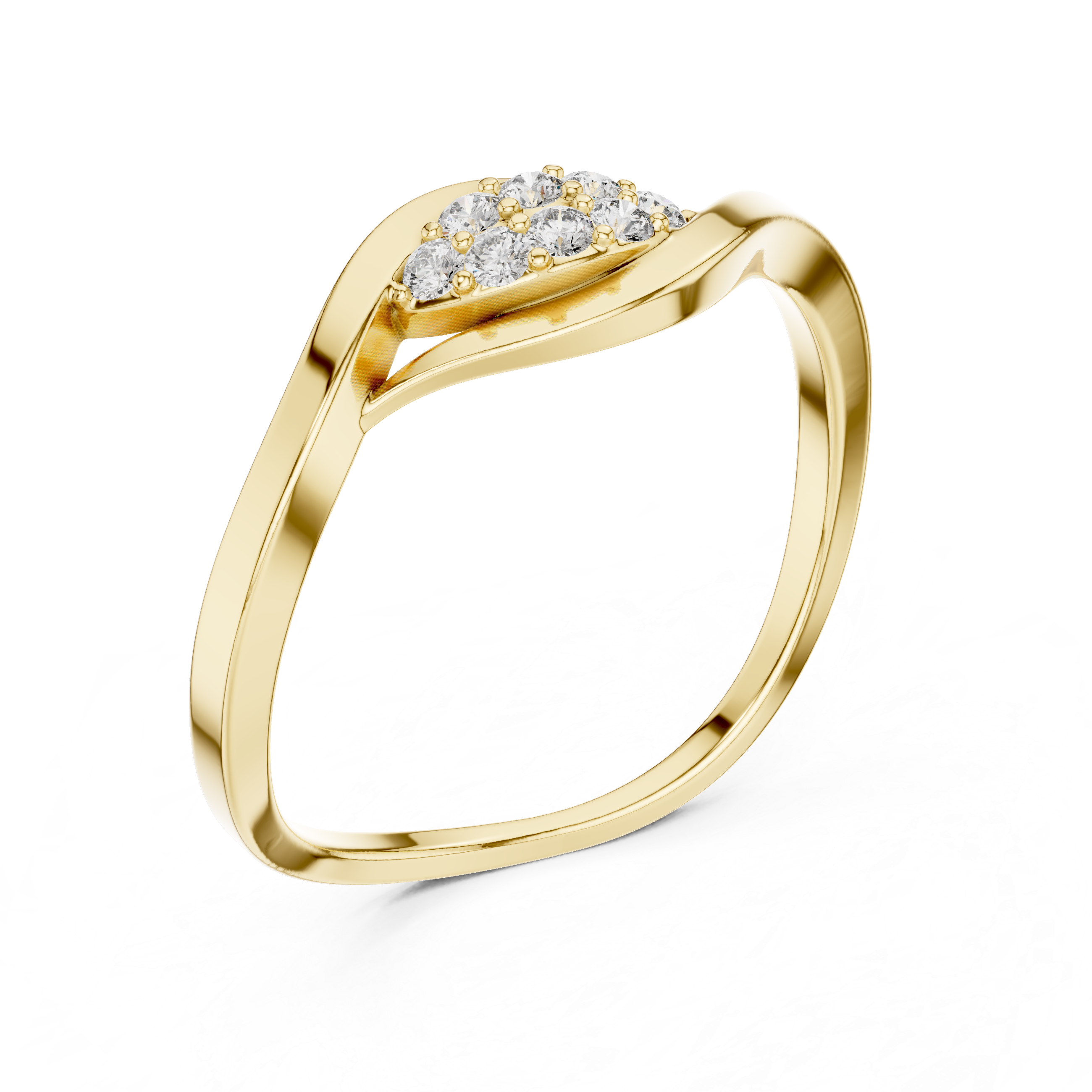Wave Diamond Cluster Ring