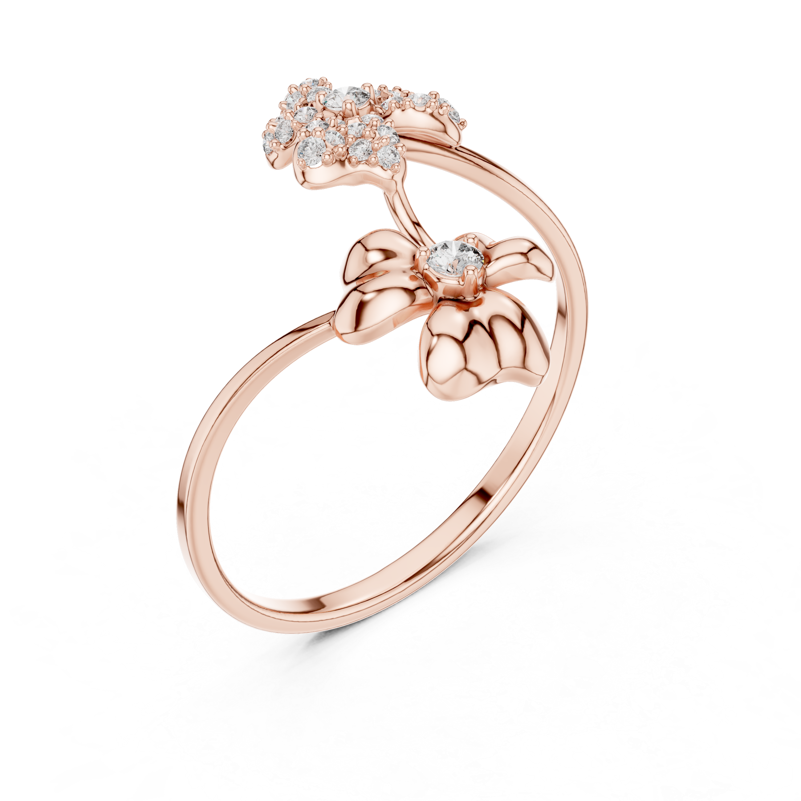 Dual Flower Diamond Ring