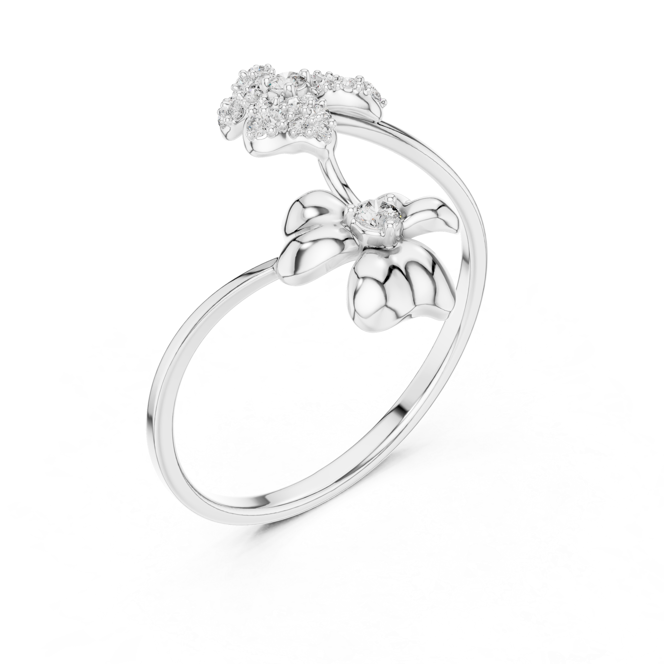Dual Flower Diamond Ring