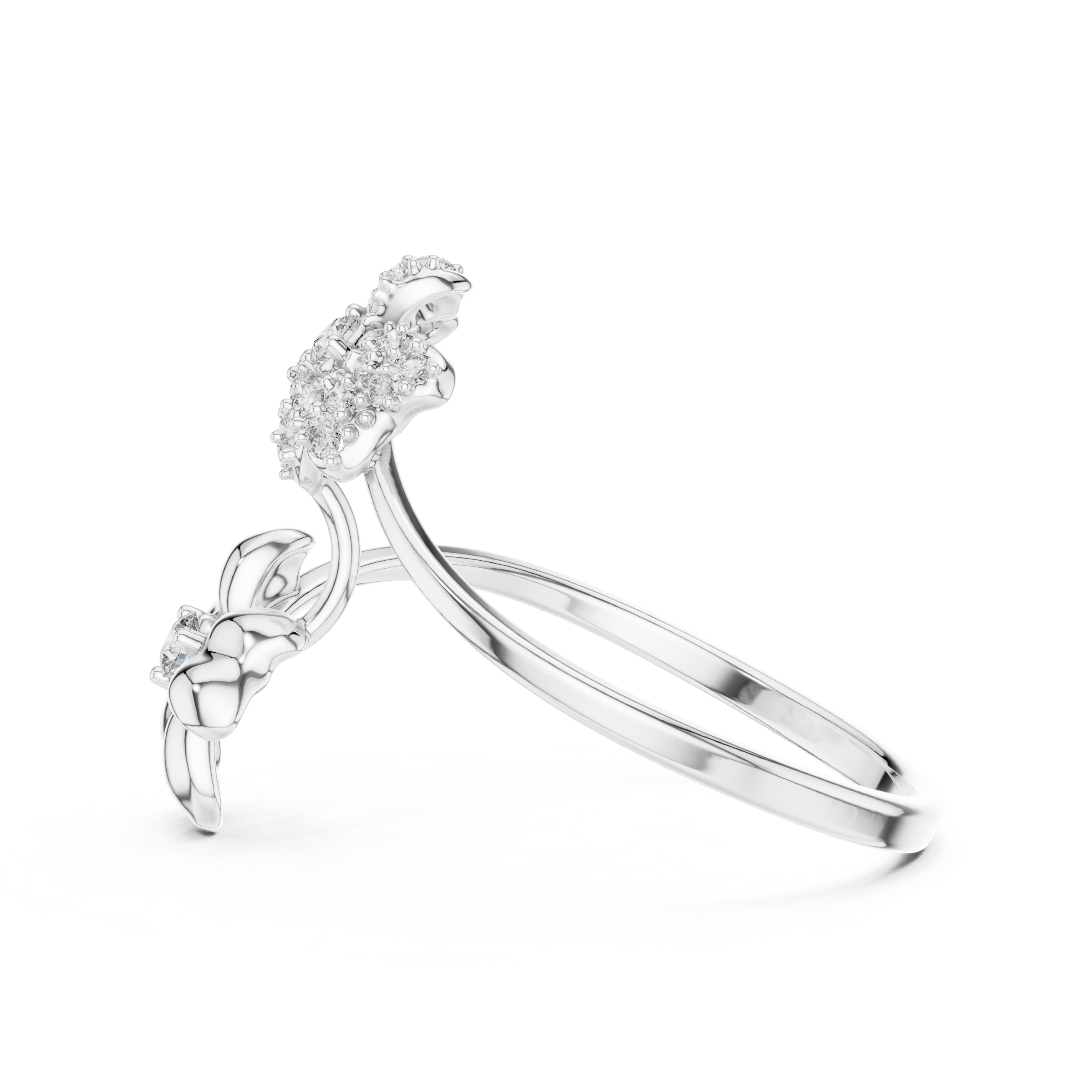 Dual Flower Diamond Ring