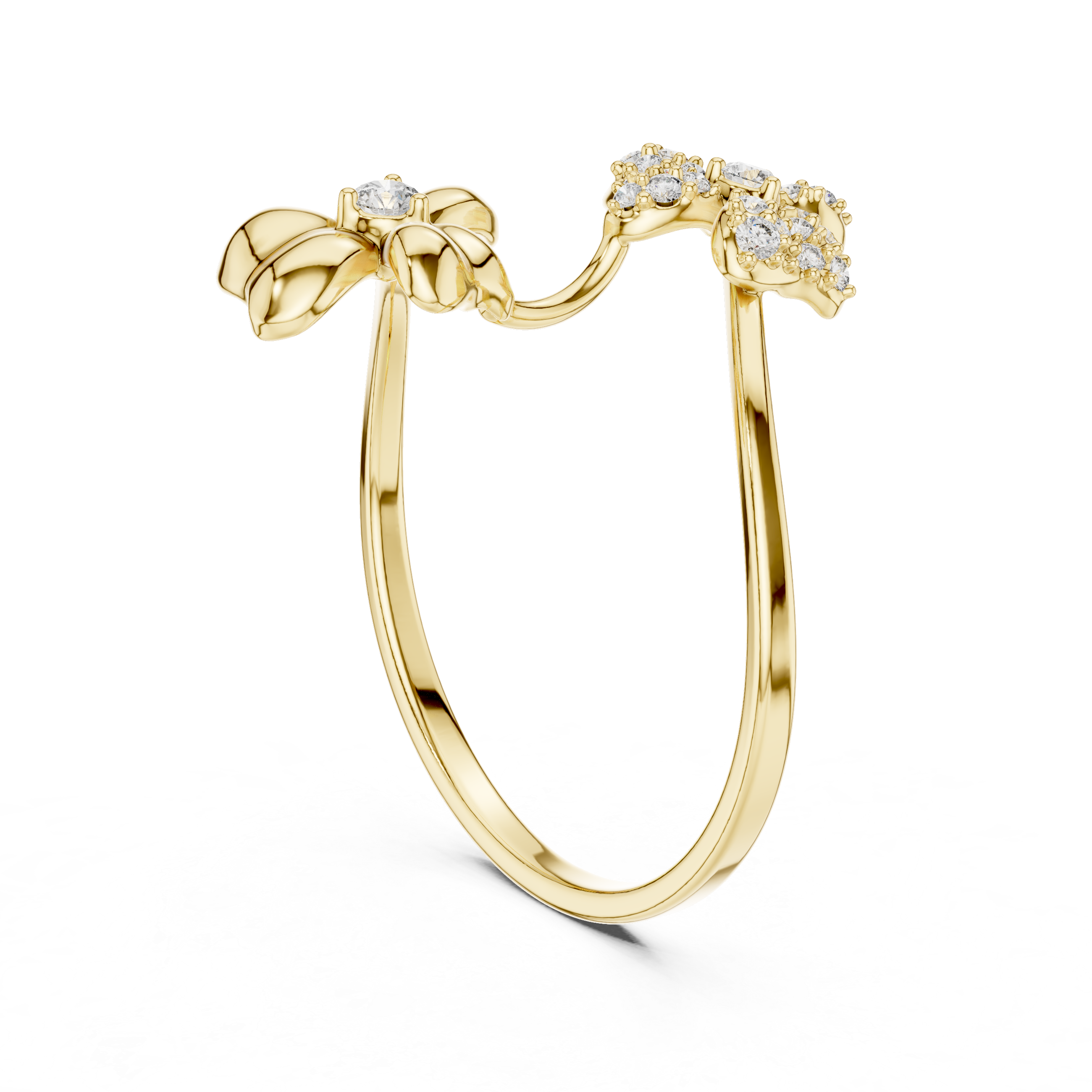 Dual Flower Diamond Ring