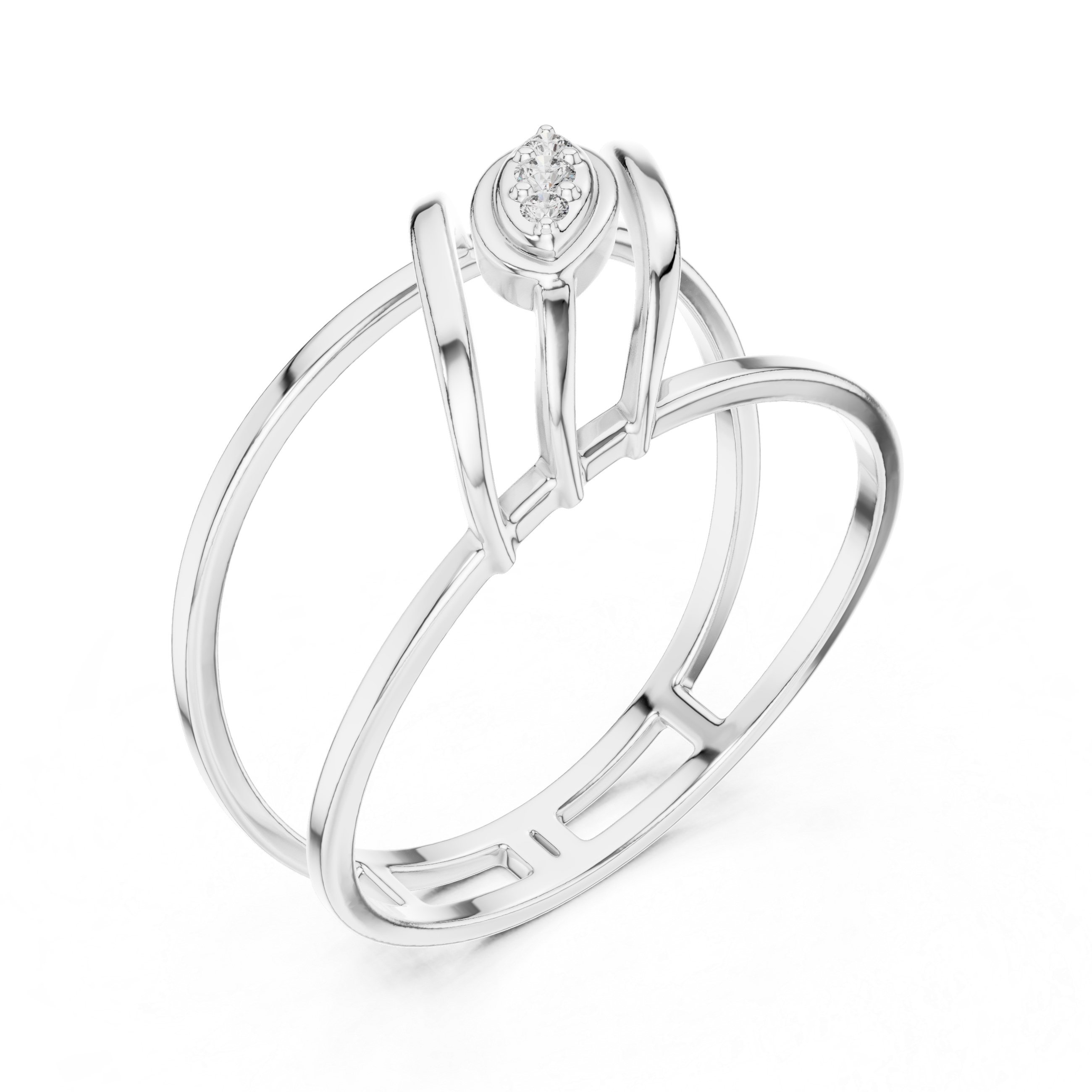 Modern Double Band Diamond Ring