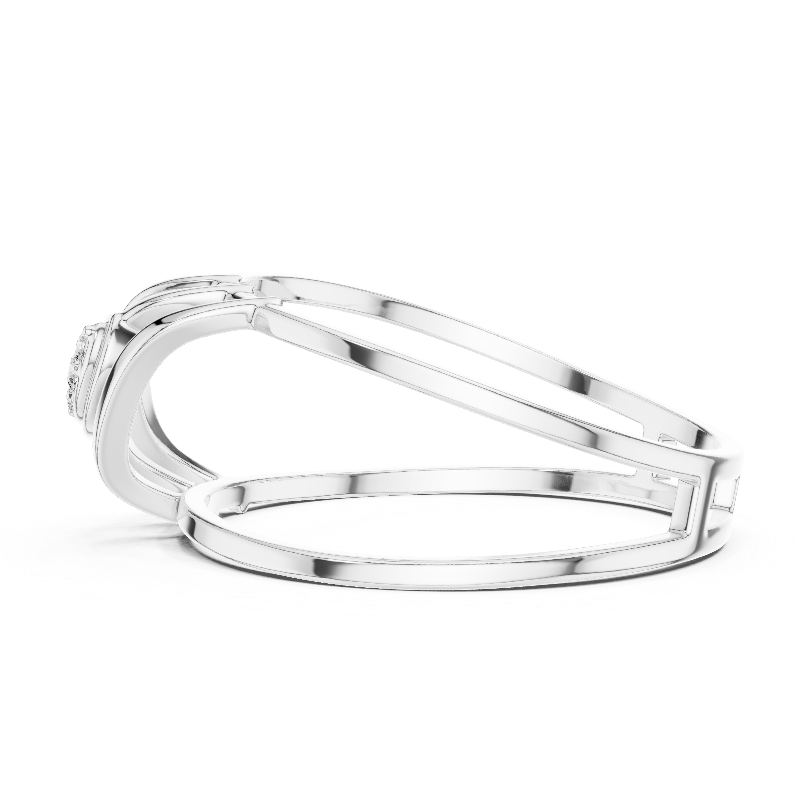 Modern Double Band Diamond Ring