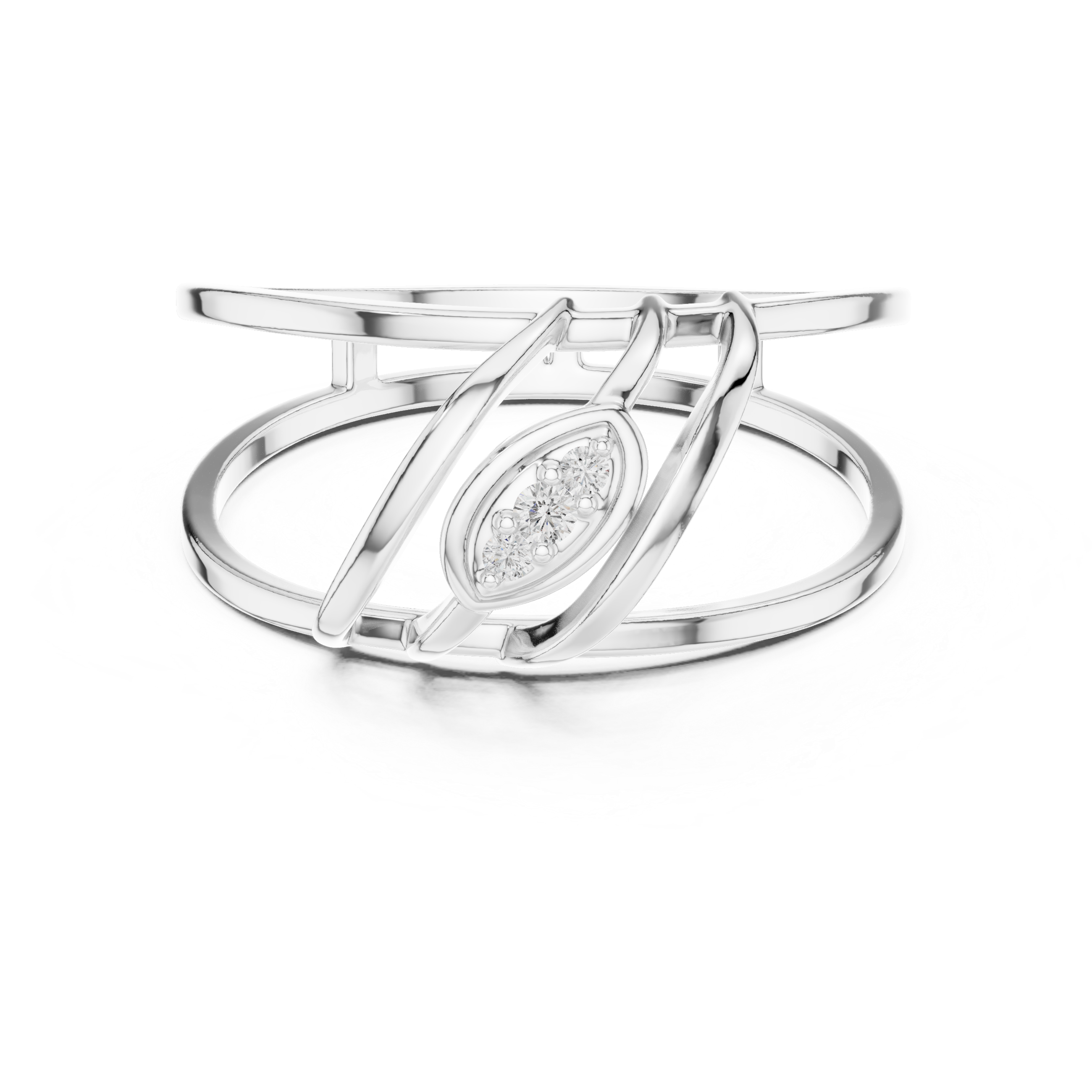 Modern Double Band Diamond Ring