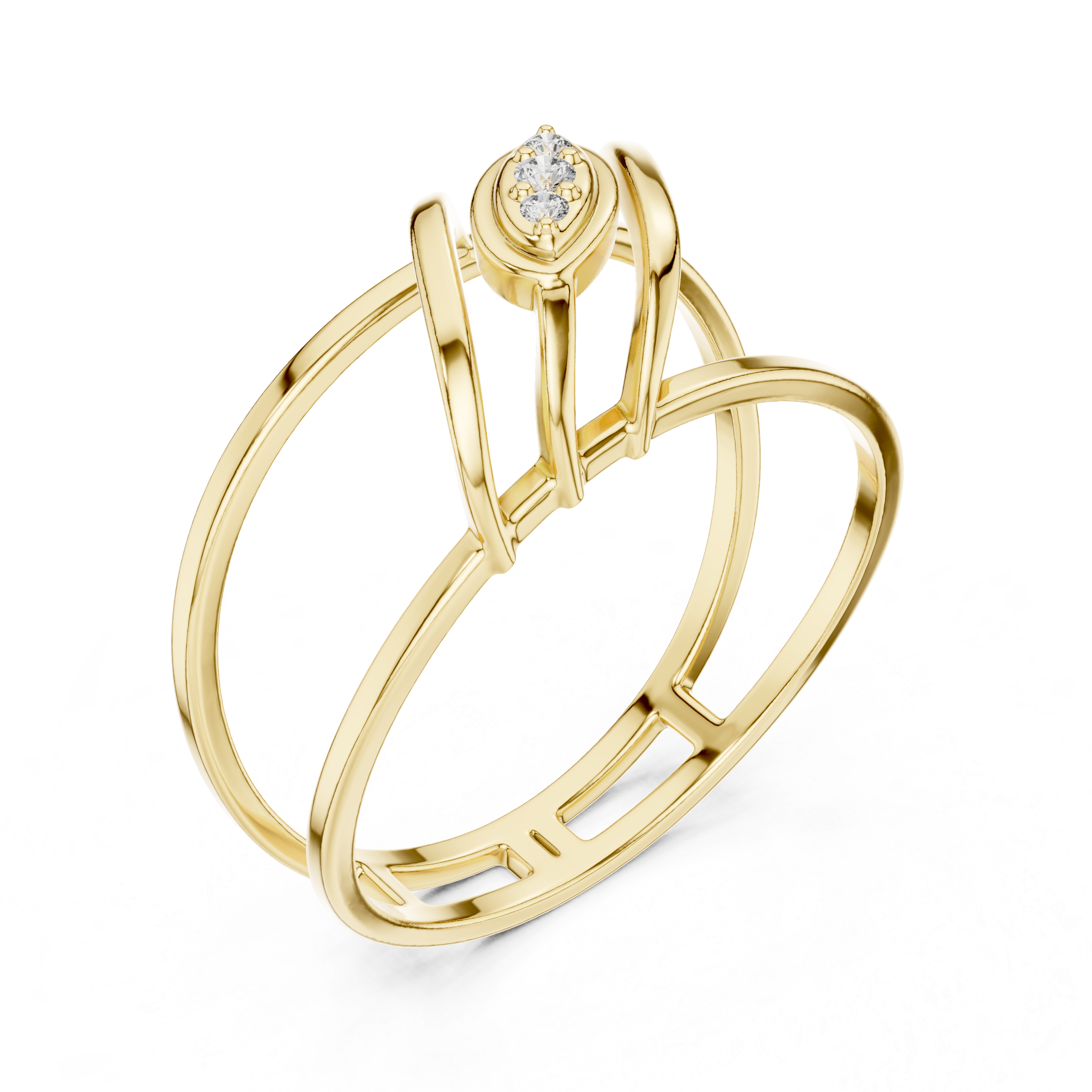 Modern Double Band Diamond Ring