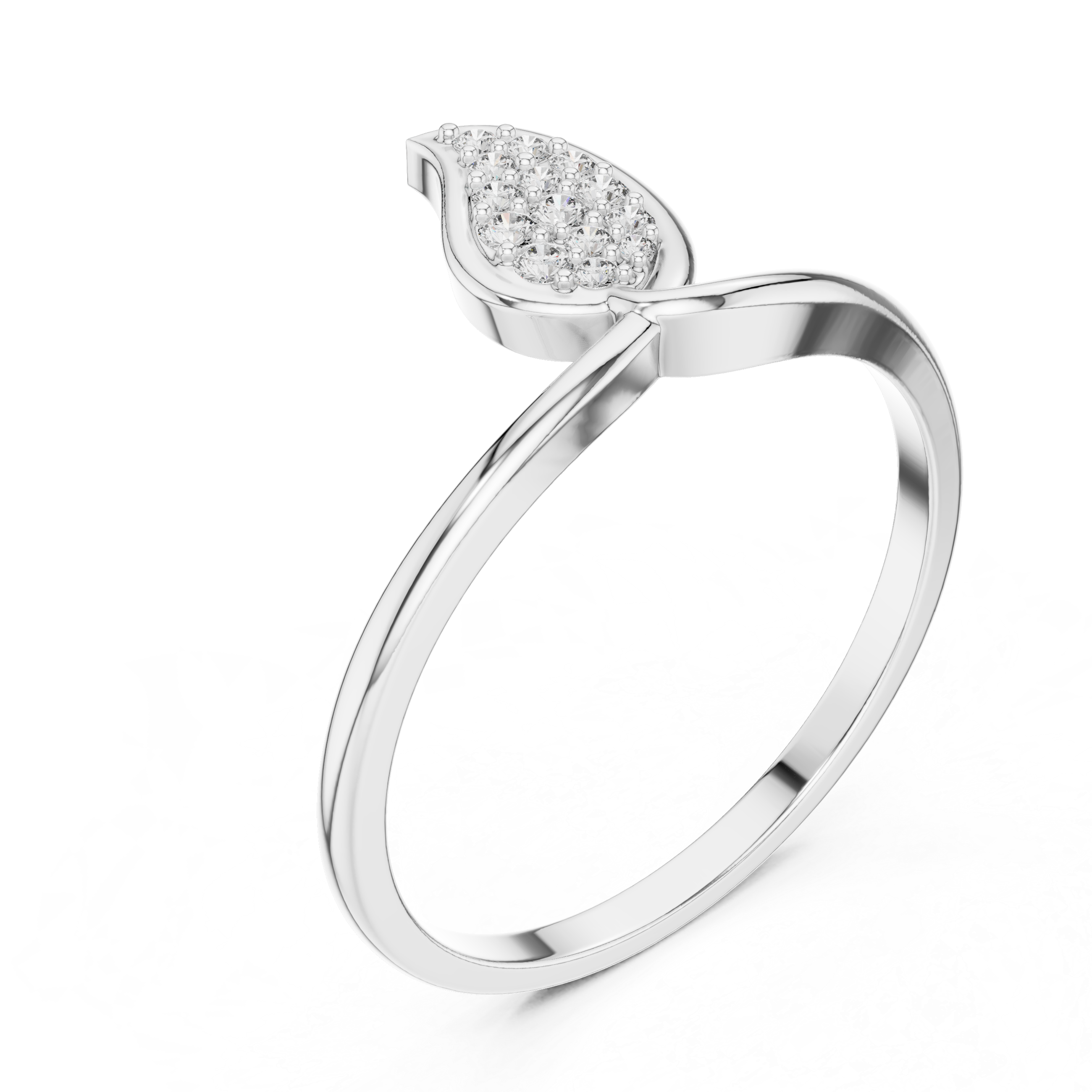Luxury Leaf Diamond Cluster Ring