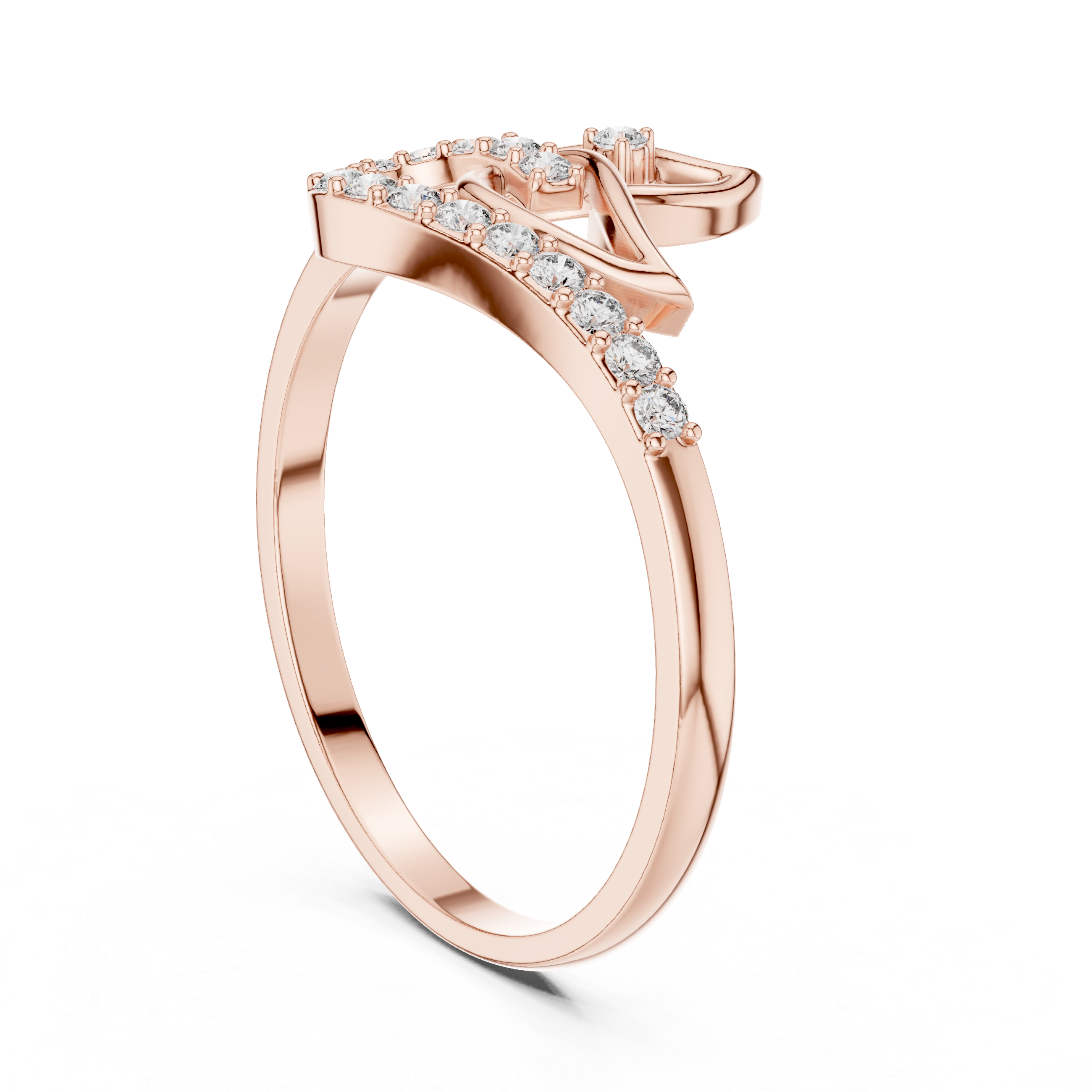 Luxury Leaf Wave Diamond Ring